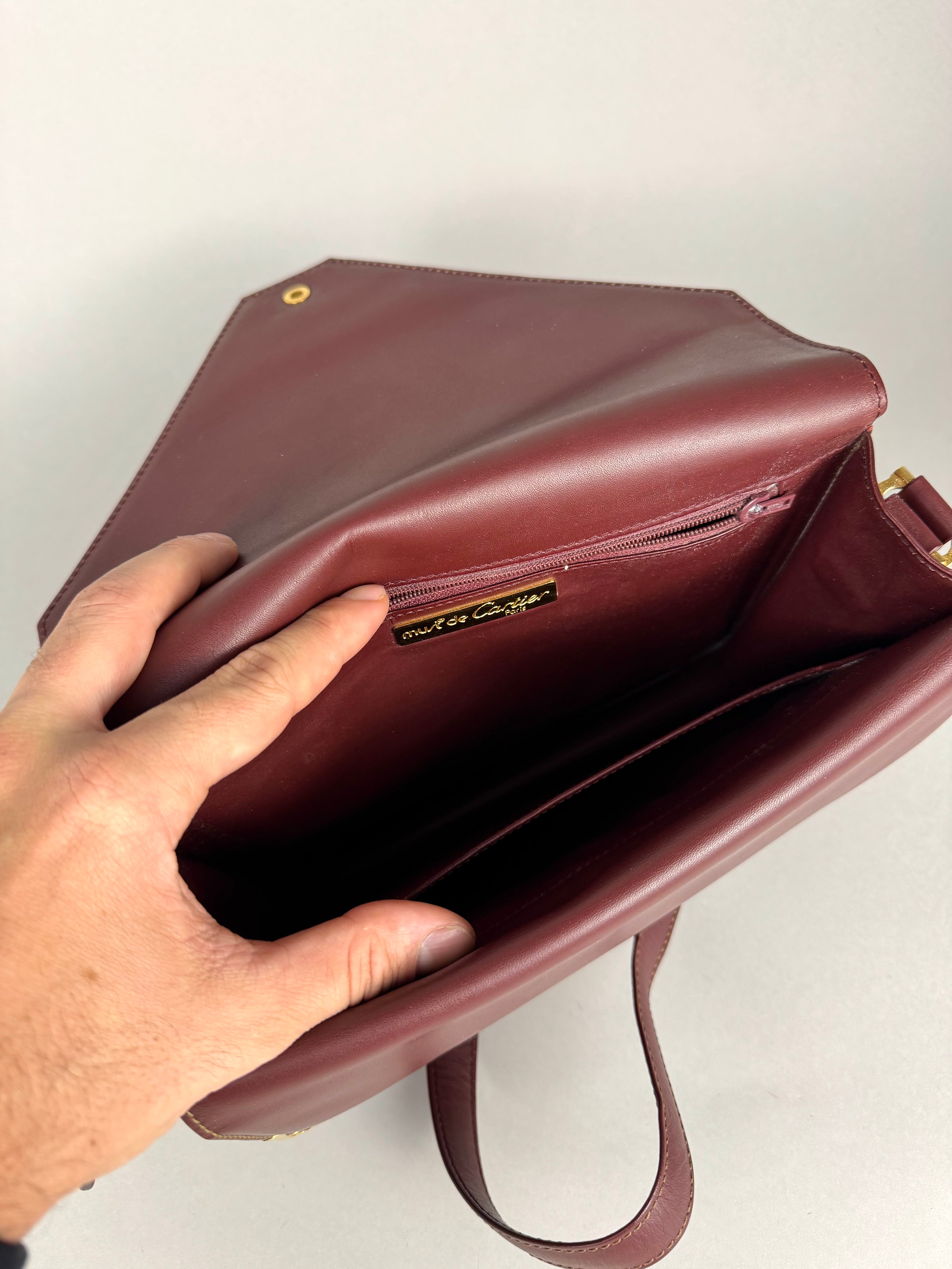 Cartier Classic Calfskin Leather Burgundy Envelope Double Flap