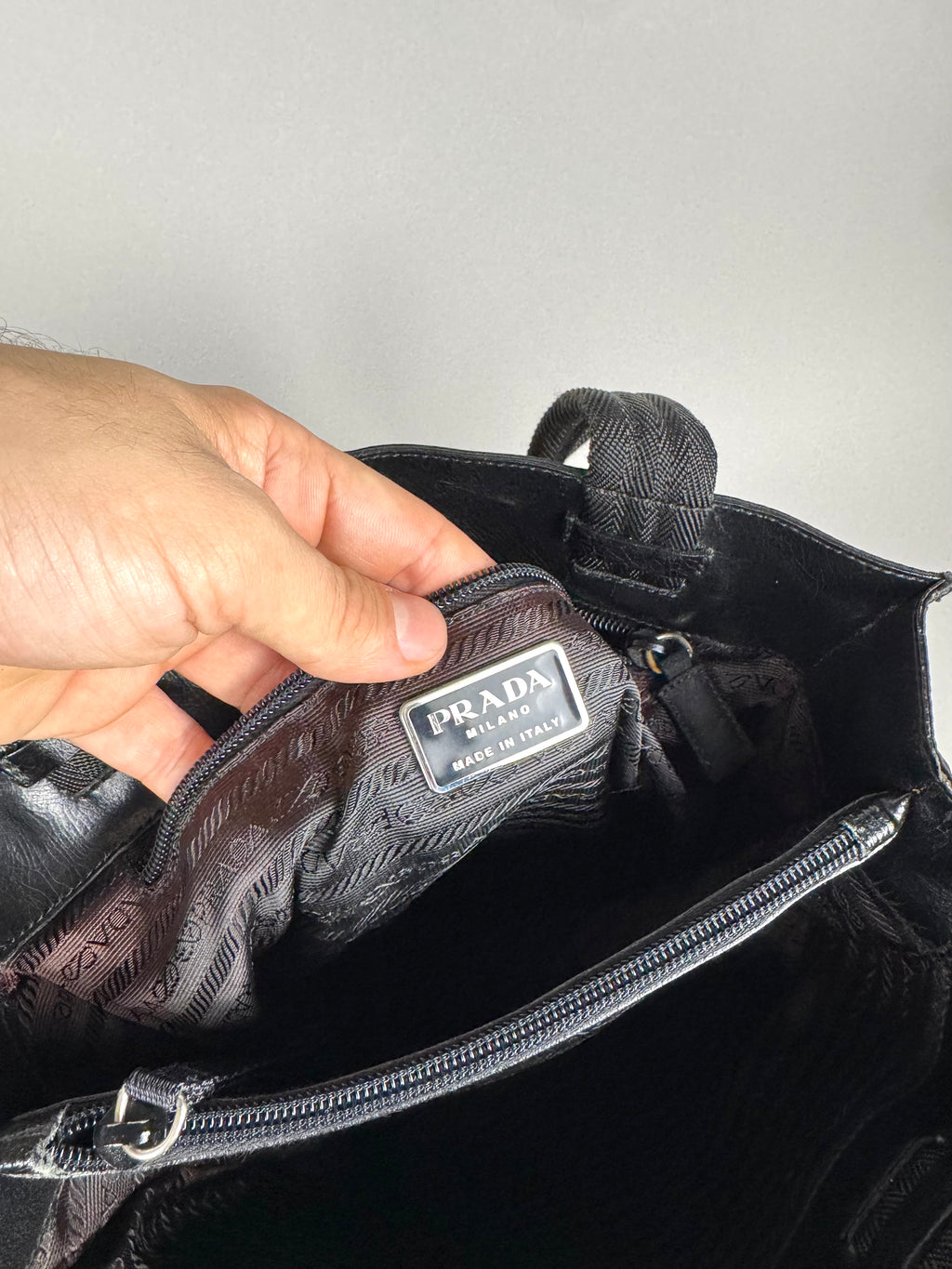 Prada Tessuto Buckle Nylon Black Tote