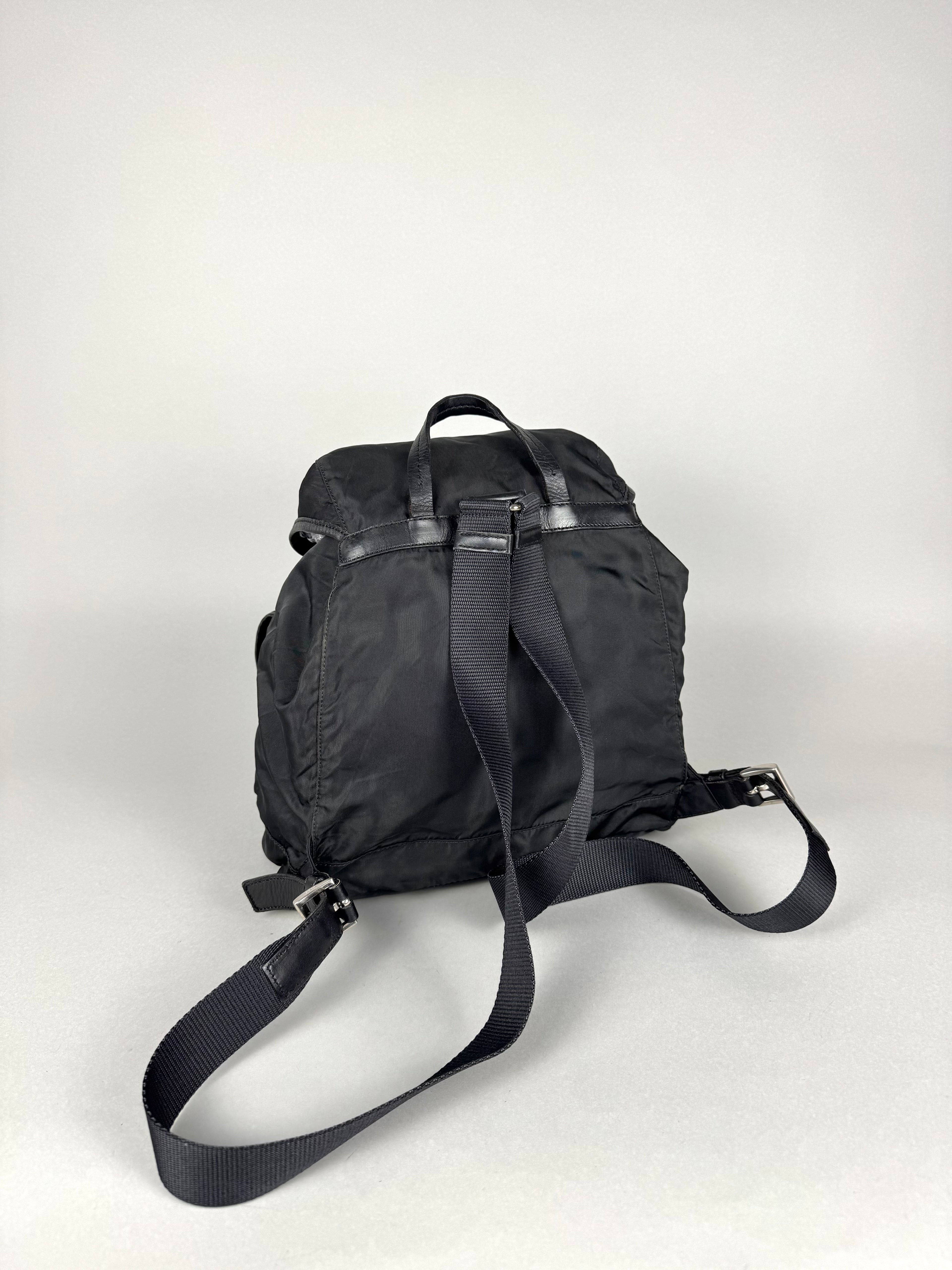 Prada Black Nylon and Leather Backpack