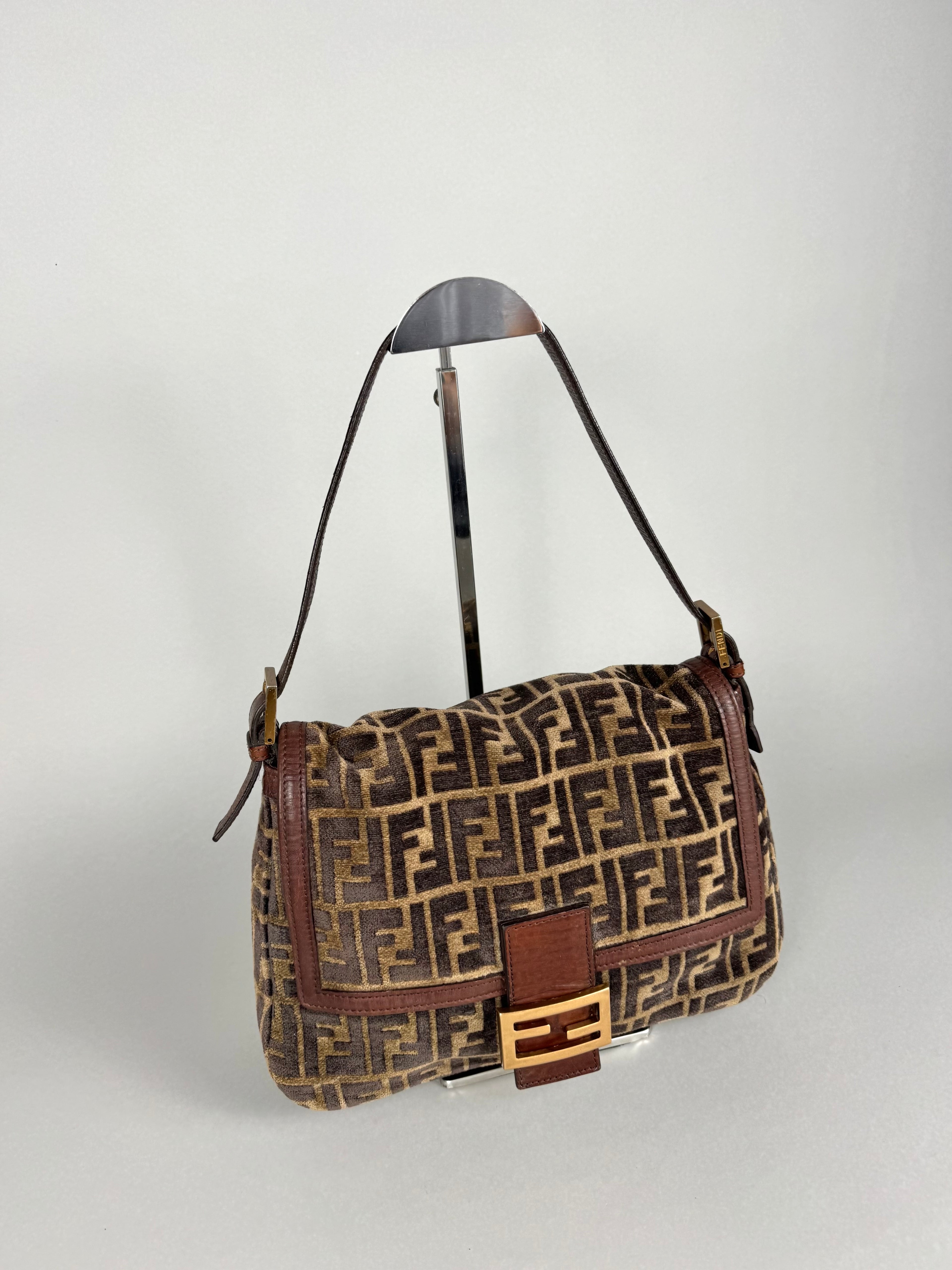 Fendi Mamma Baguette Monogram Zucca Velour