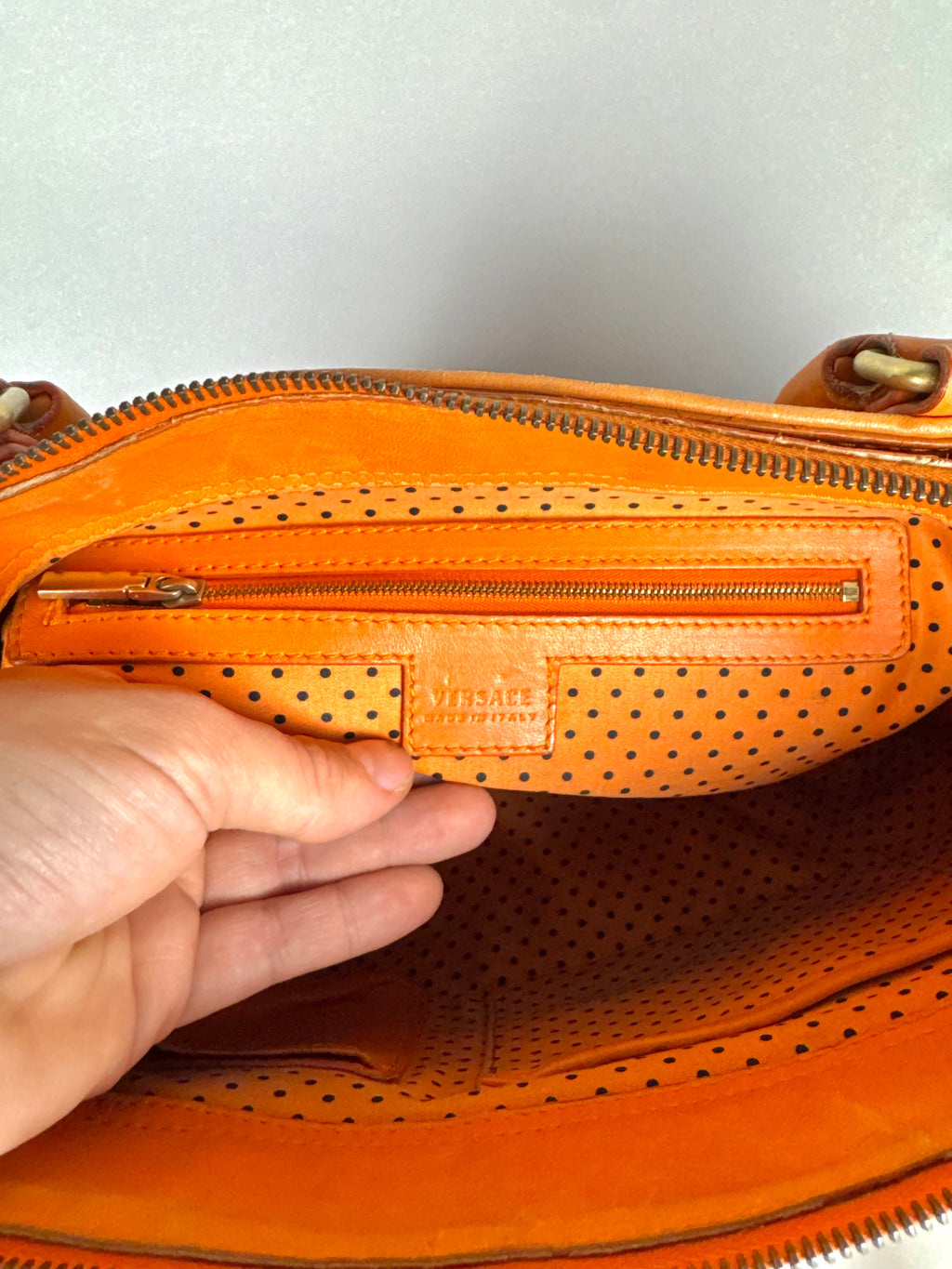 Versace Orange Python and Leather Tote