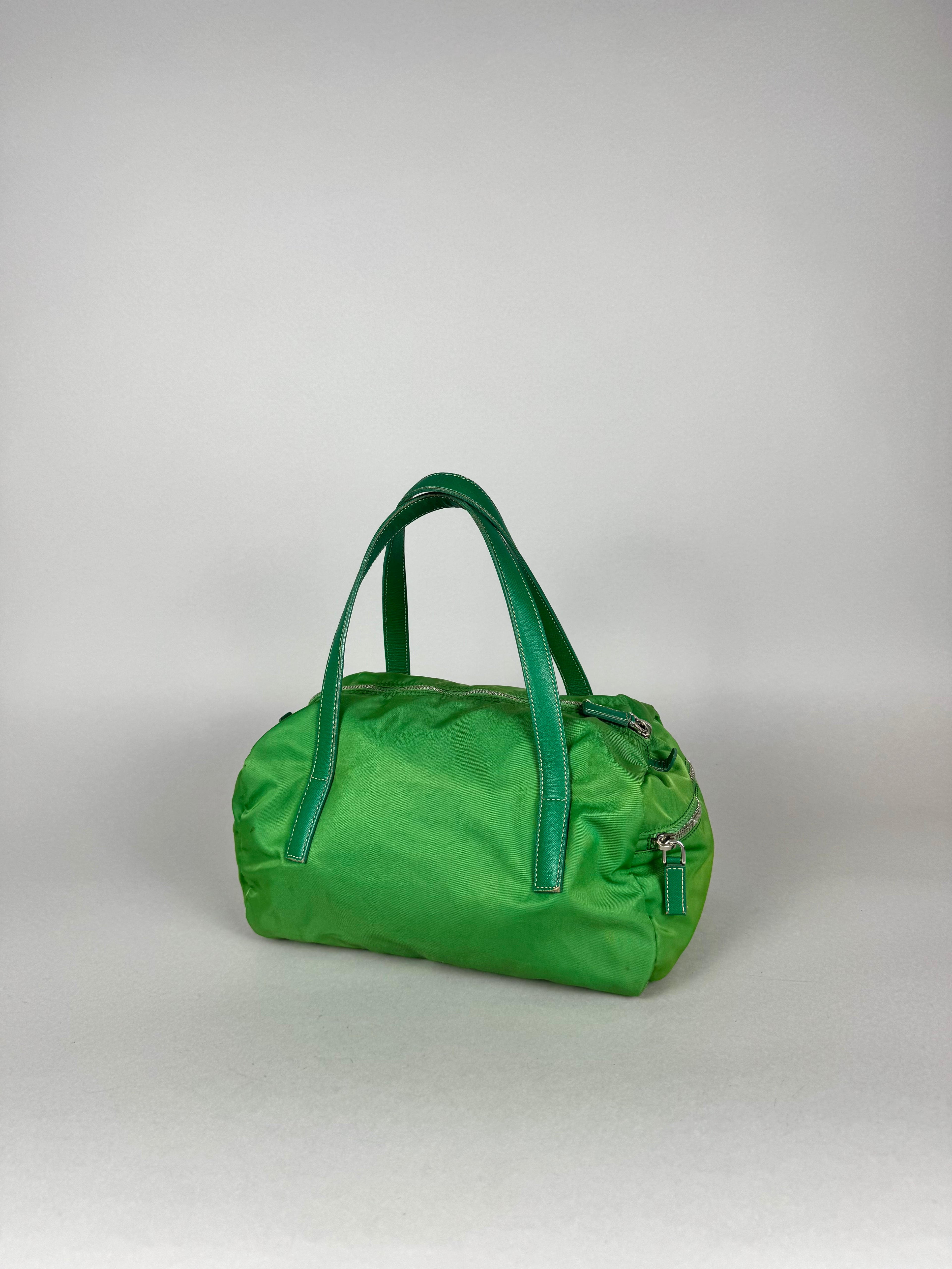 Prada Green Nylon and Leather Bauletto