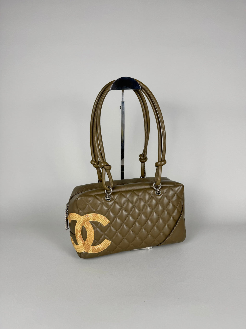 Chanel Ligne Cambon Leather Bowler Bag in Python