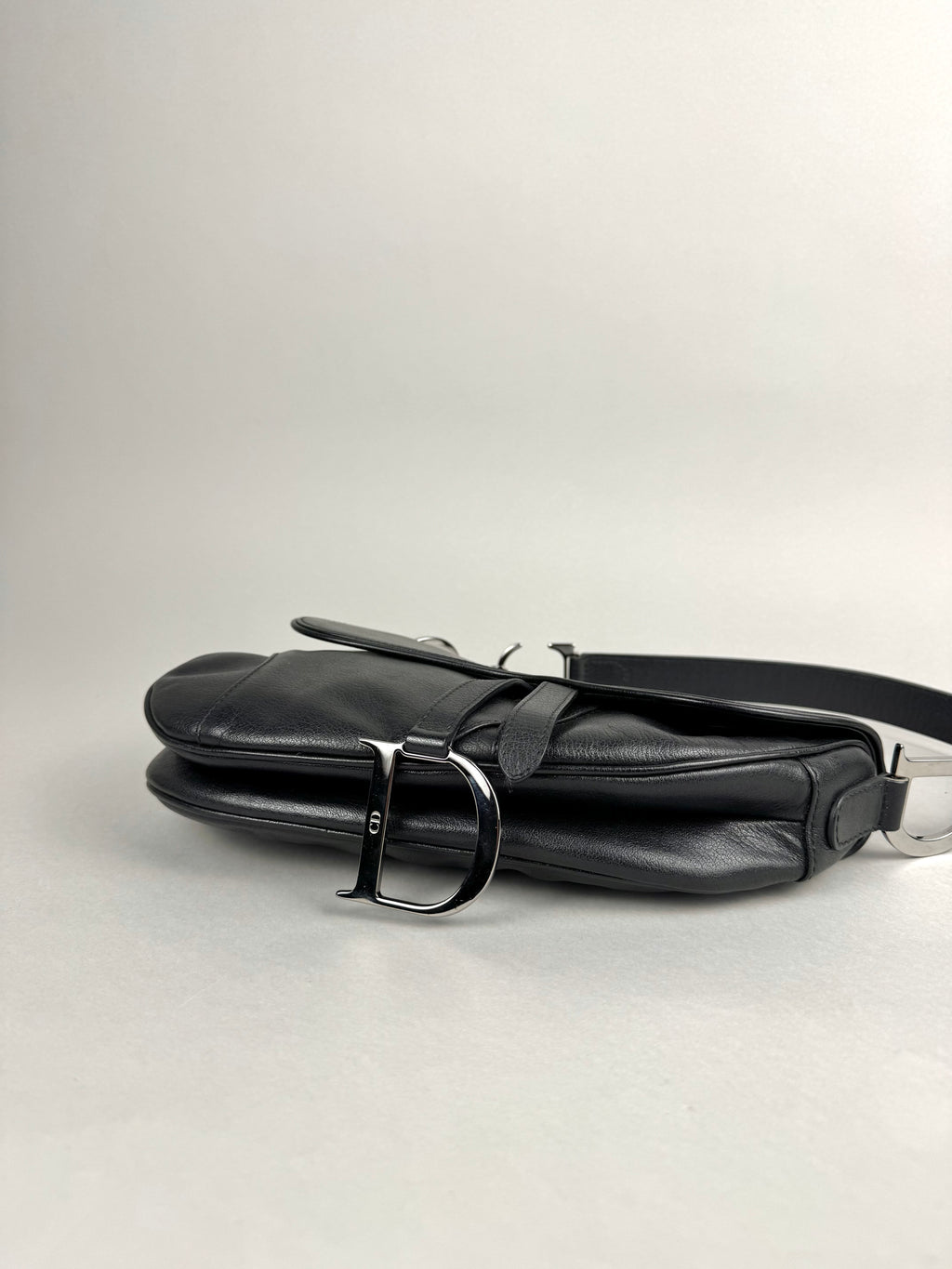 Christian Dior Black Leather Saddle Bag