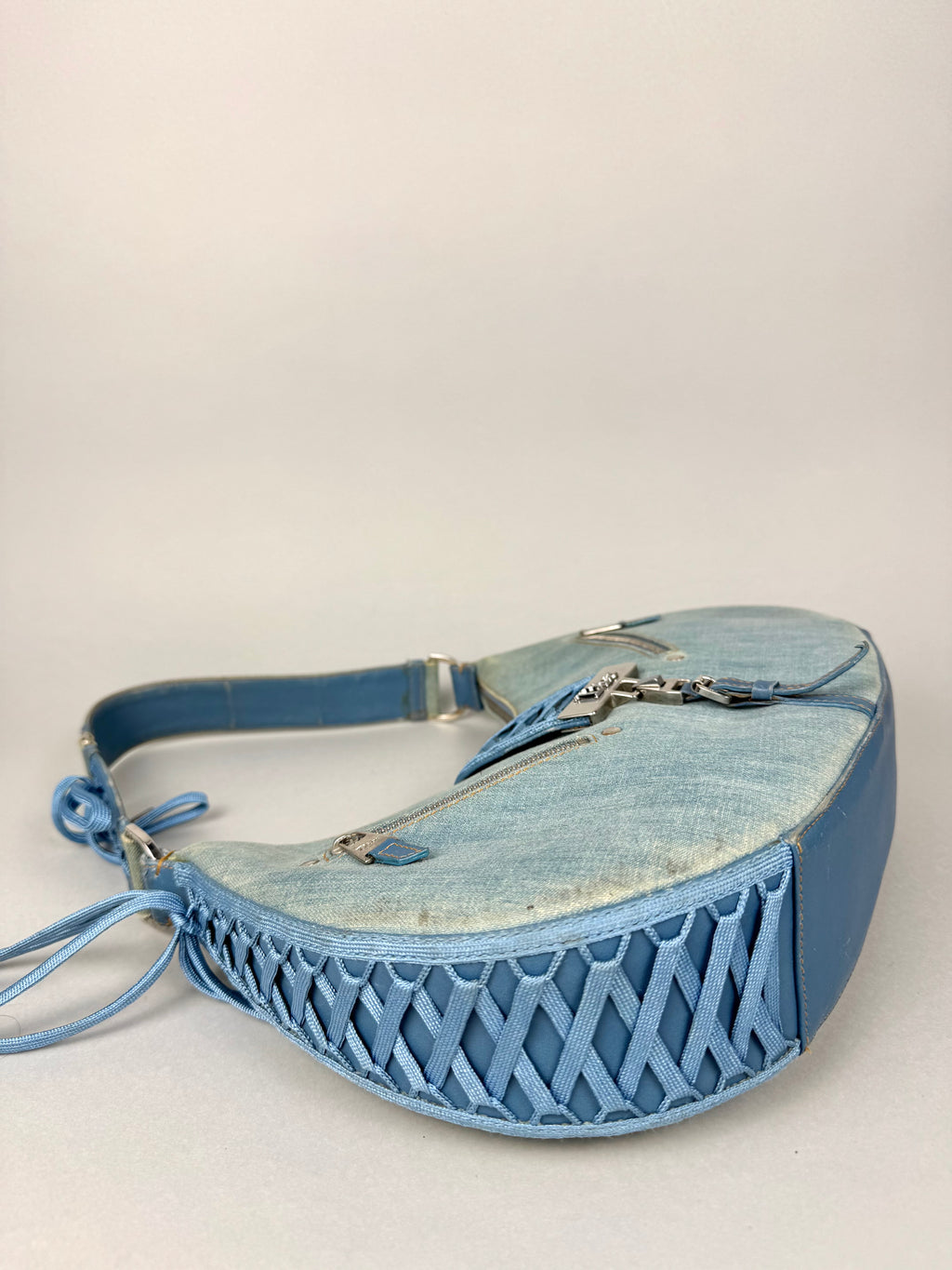 Christian Dior Denim Admit It Lace Up Corset Blue