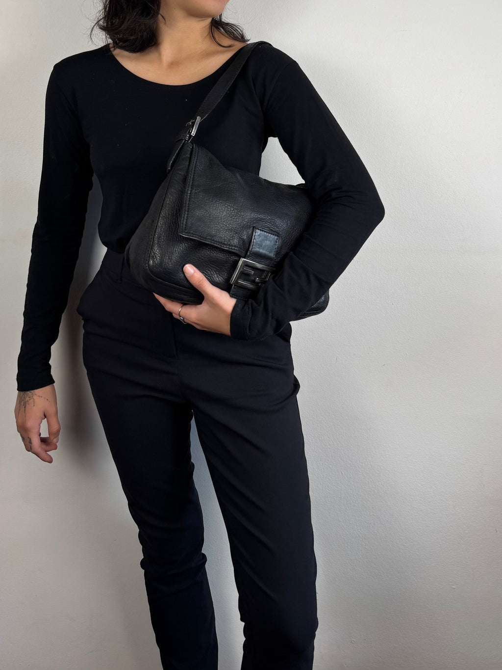 Fendi Mama Baguette Black Leather