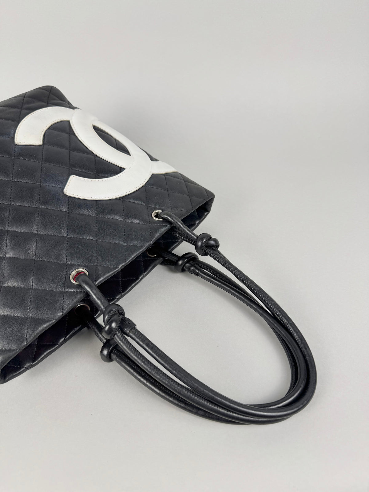 Chanel Cambon Calfskin Black Leather Quilted Medium Tote