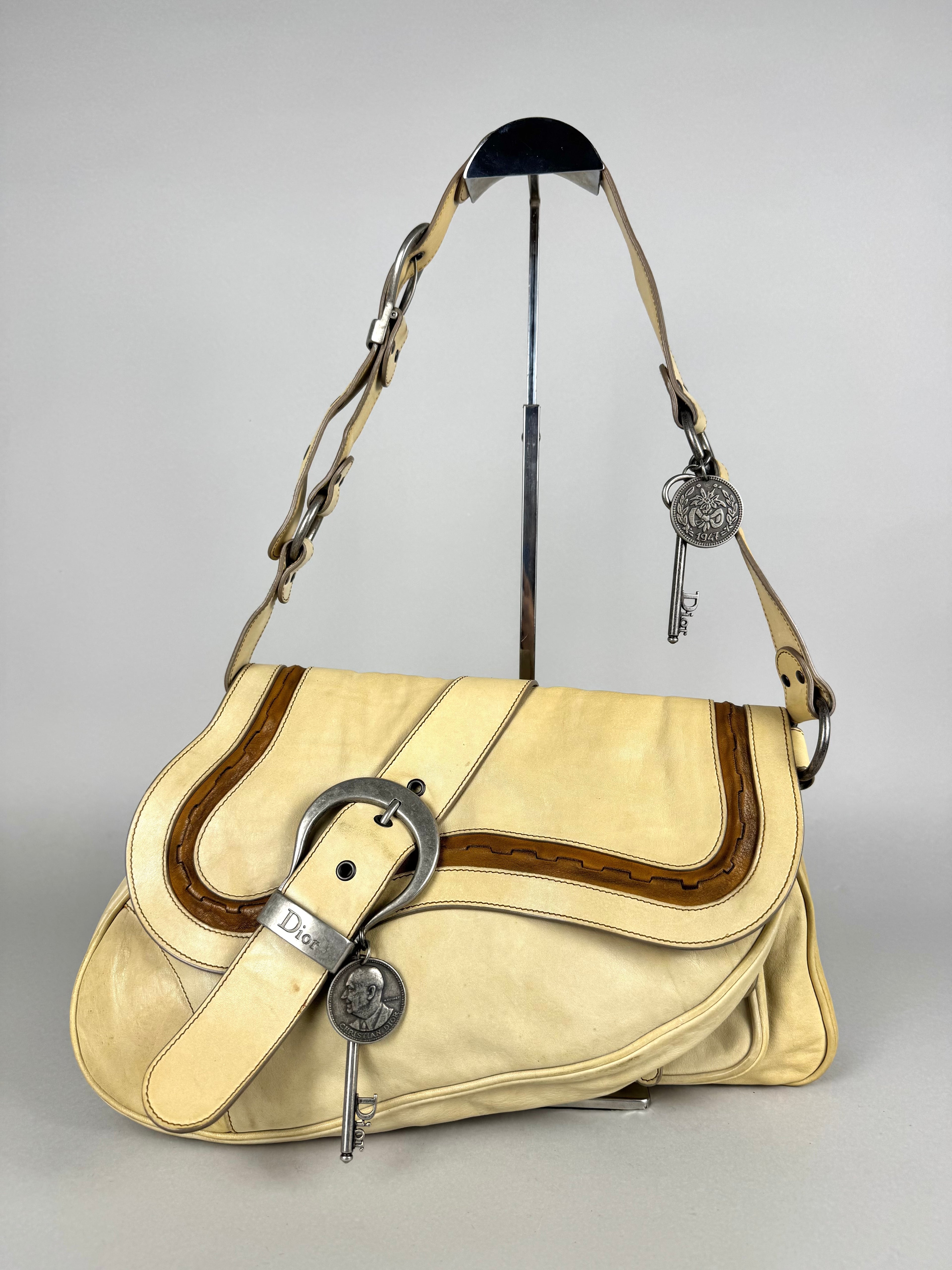 Christian Dior Gaucho Double Leather Off White