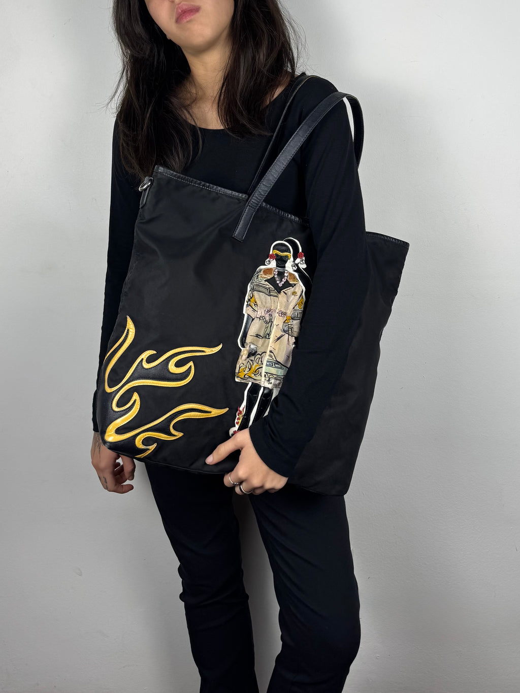 Prada Robot Nylon Black Tote