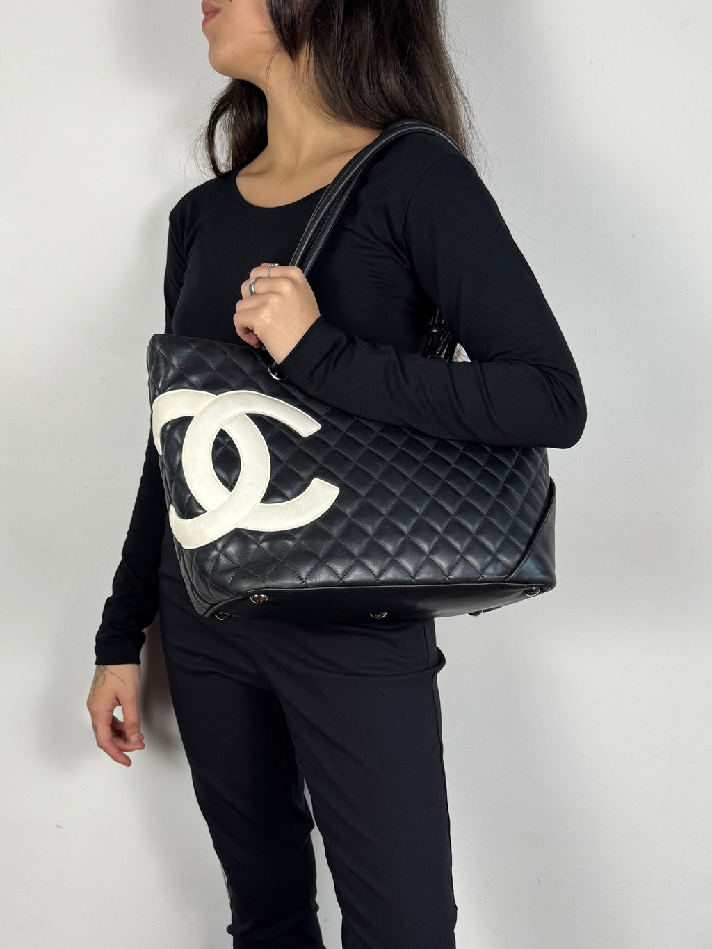 Chanel Cambon Black Leather Tote