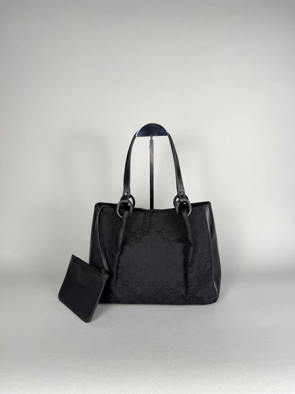 Gucci Monogram Black Tote with Pouch