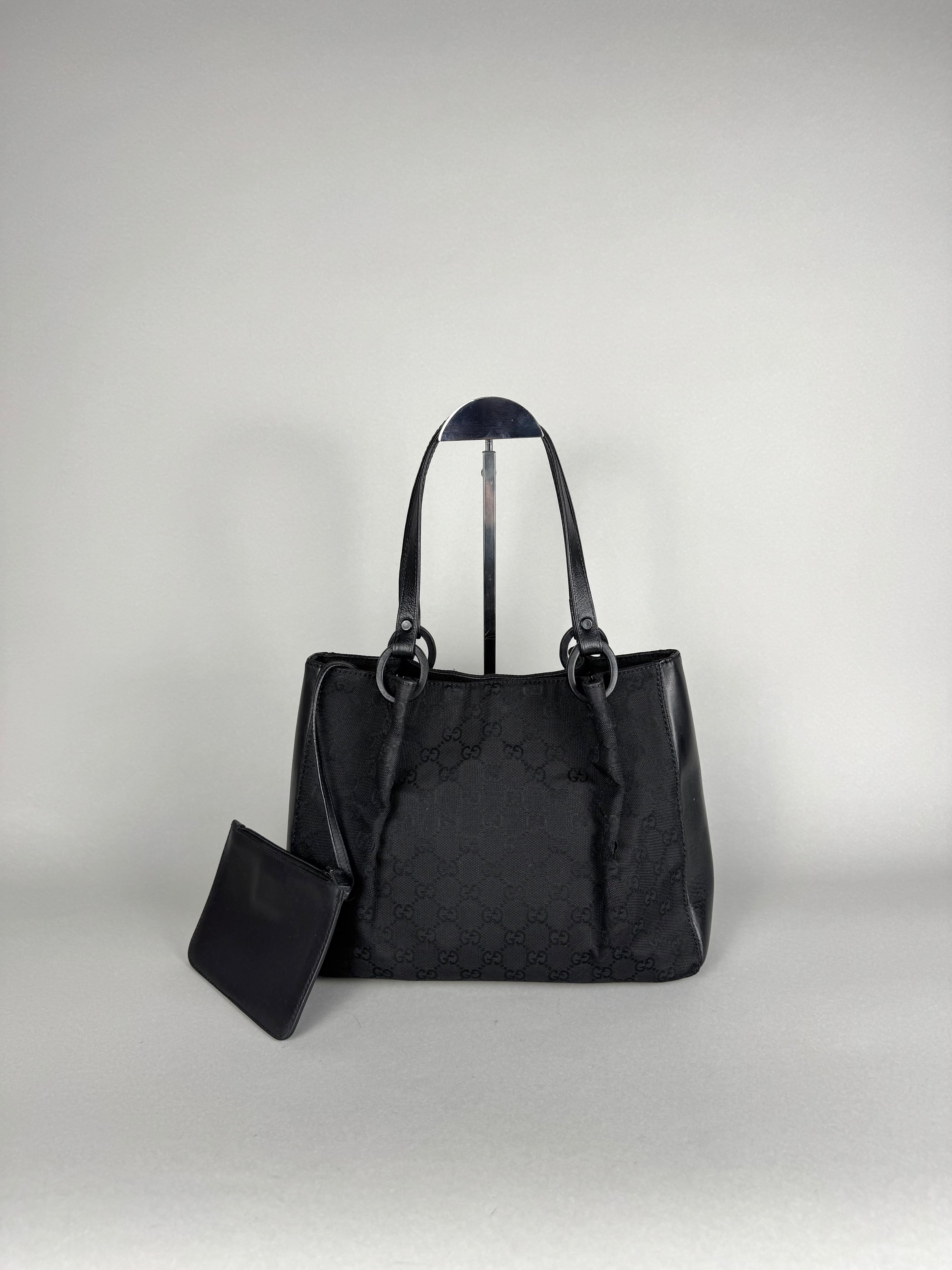 Gucci Monogram Black Tote with Pouch