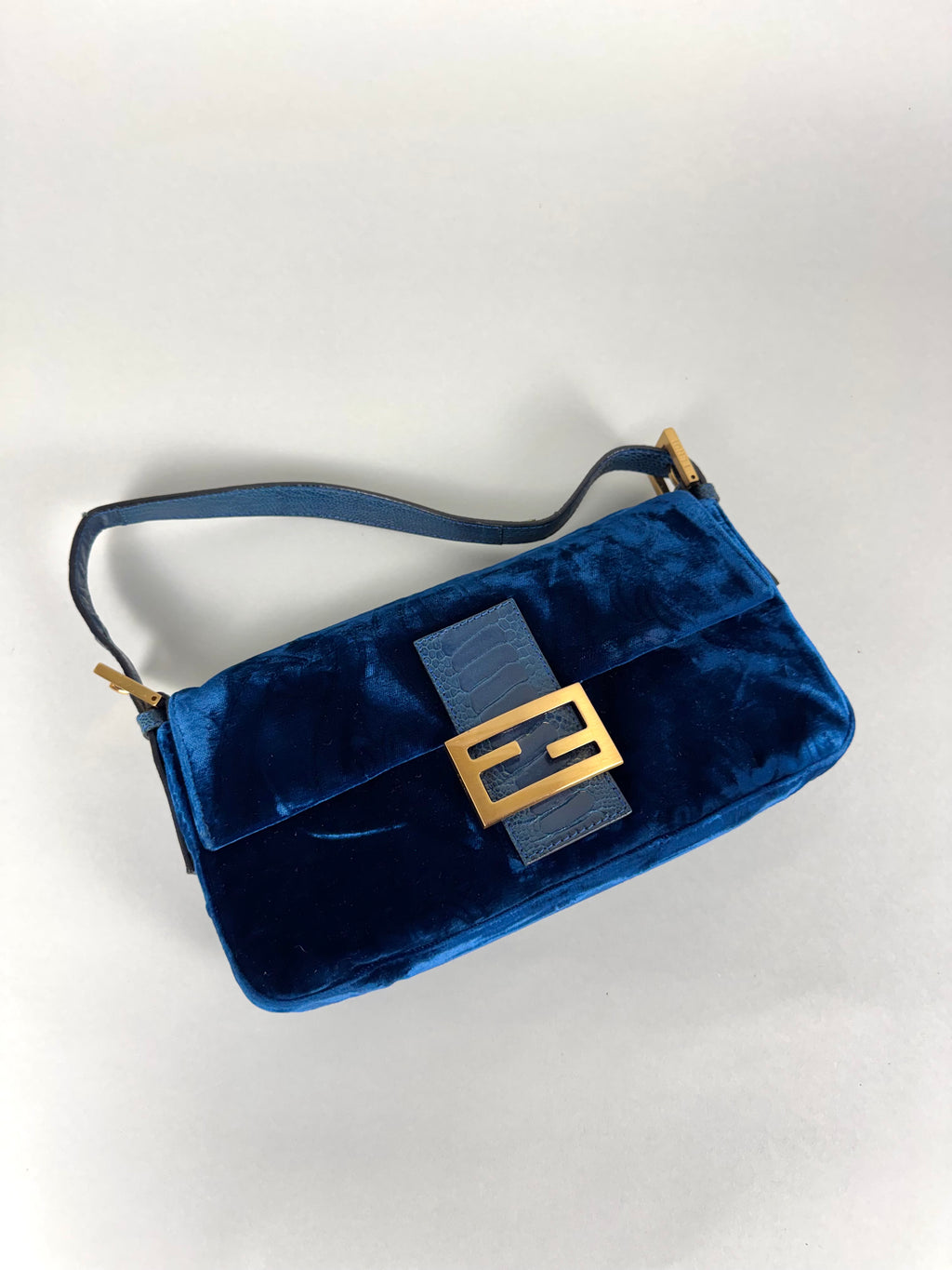 Fendi Baguette Blue Velvet