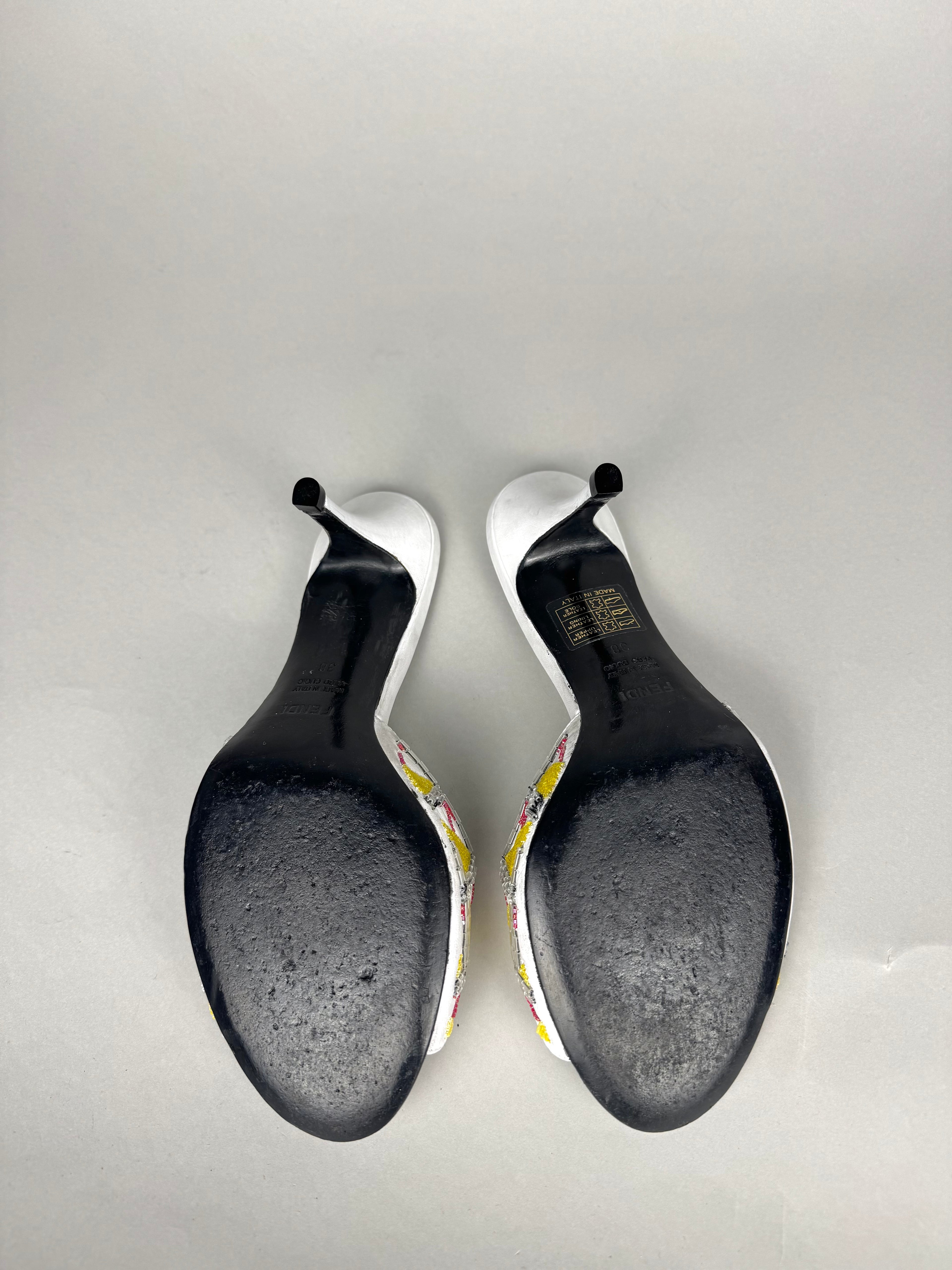 Fendi Embroidered Leather Heels