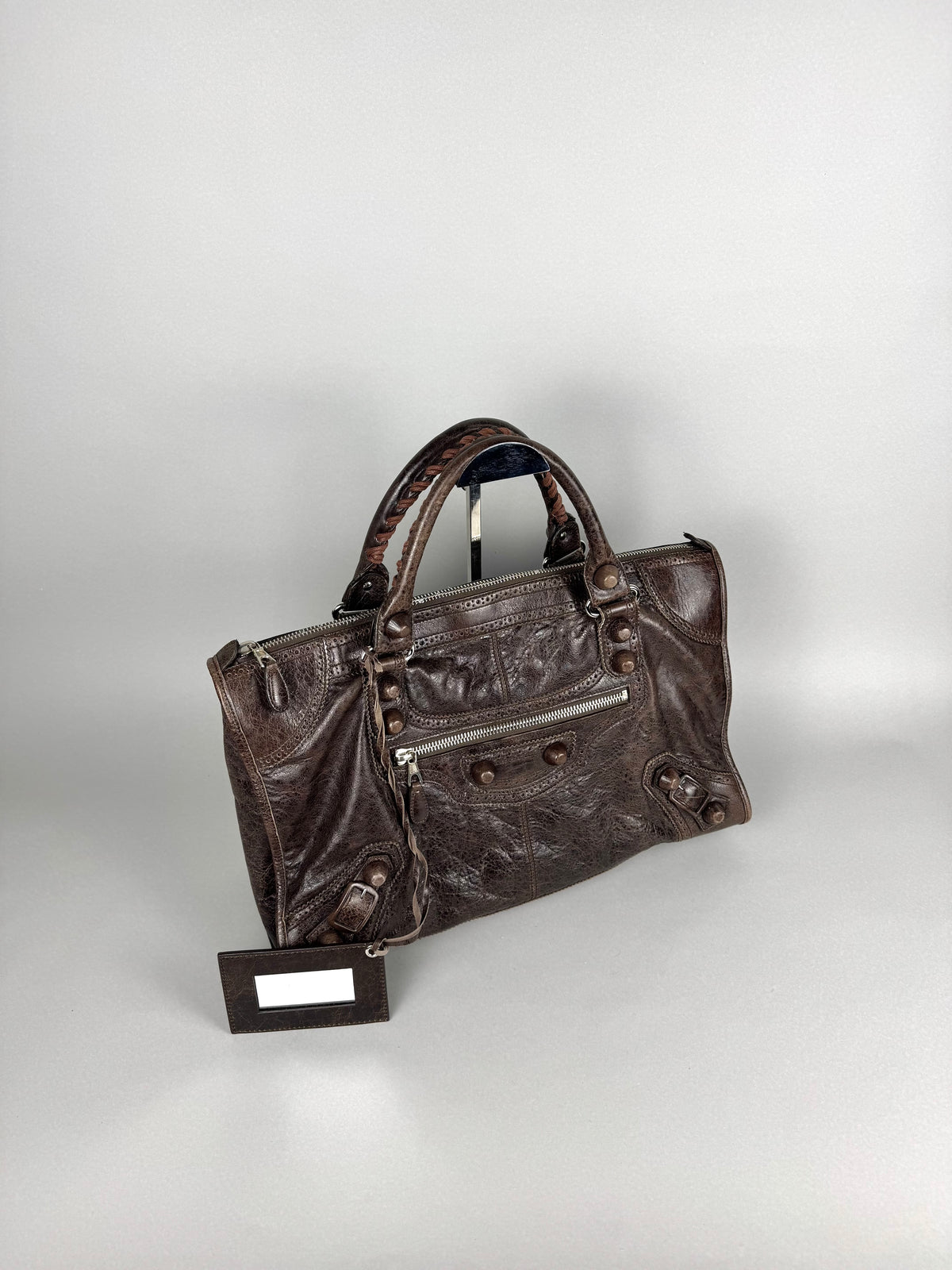 Balenciaga Giant 21 Leather Brown Covered Brogues Work Bag