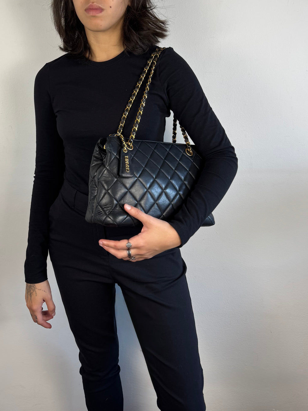 Chanel Matelasse Chain Lambskin Black Leather No. 4 Shoulder