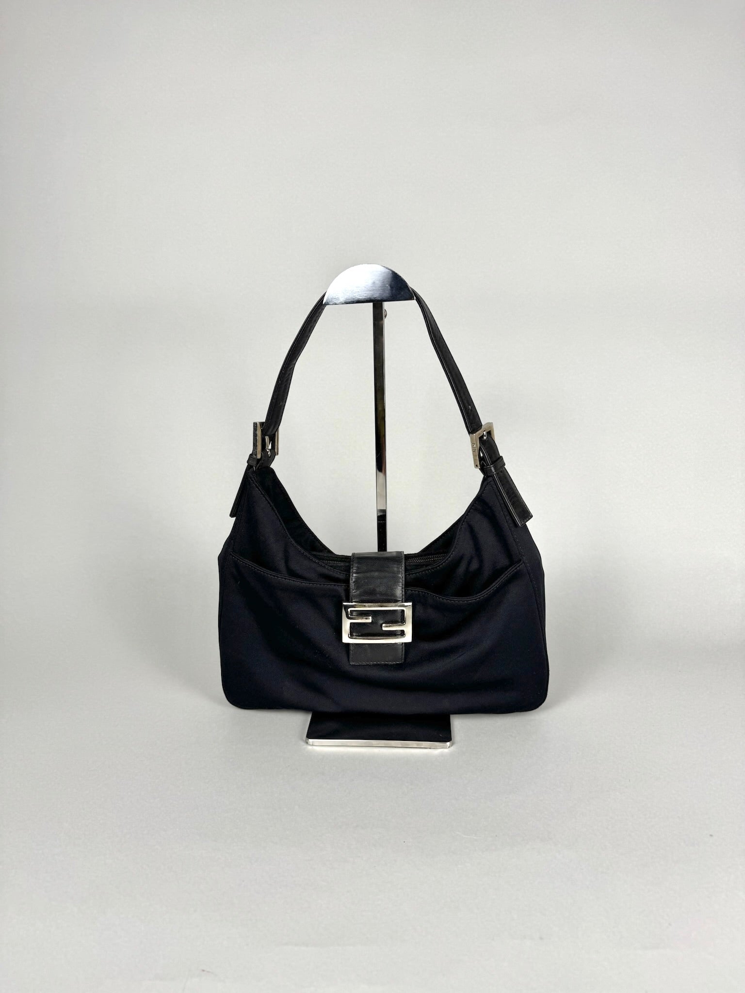 Fendi Fabric Forever Baguette Black Nylon