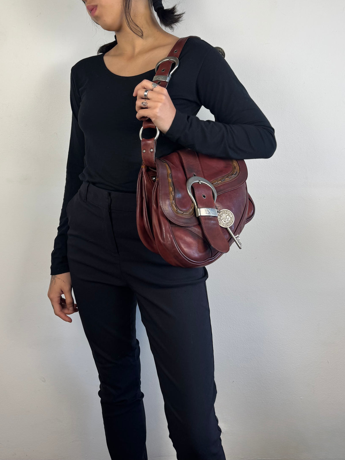 Christian Dior Gaucho Double Red Leather