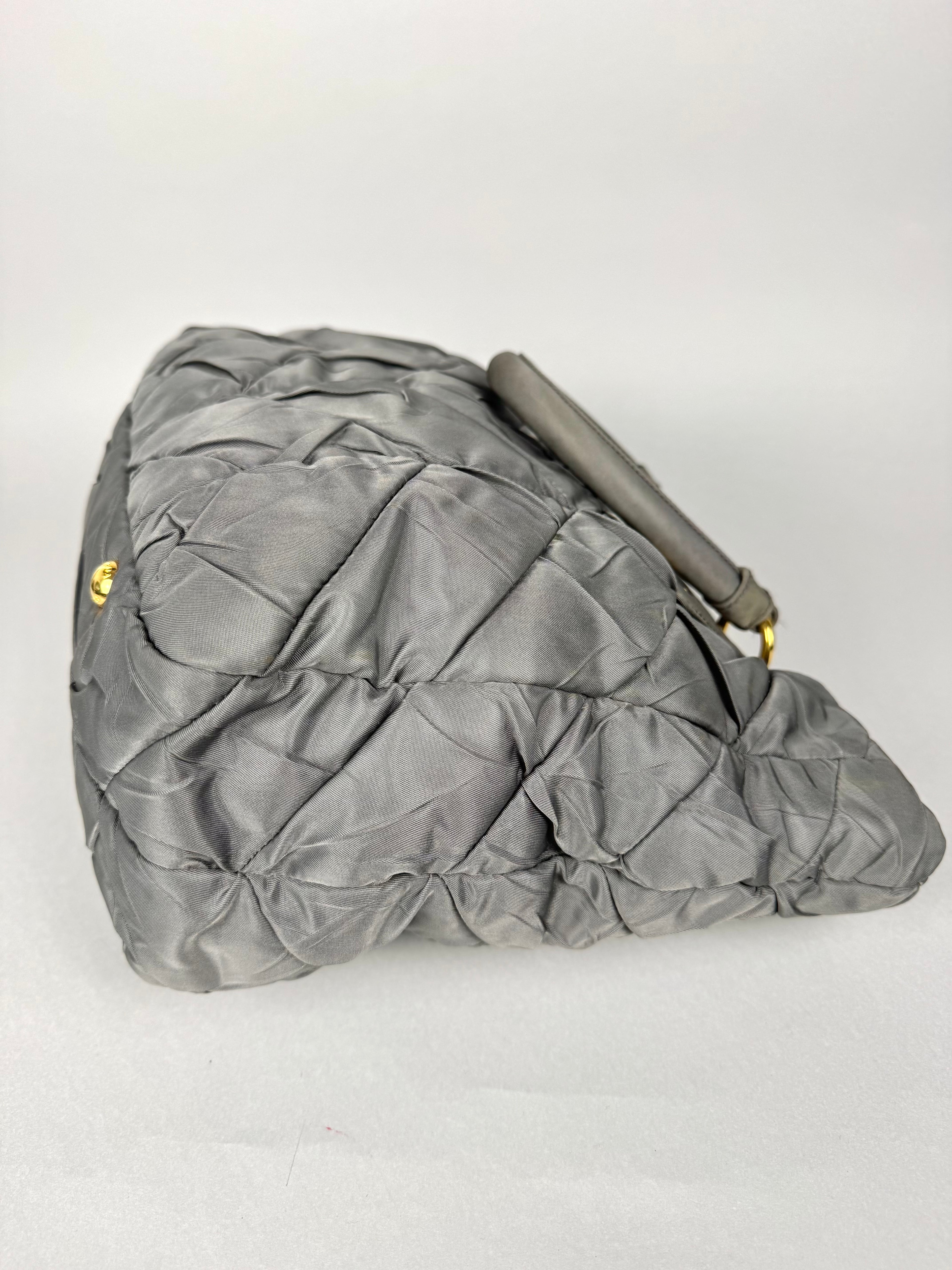 Prada Tessuto Chevron Nylon Tote Grey