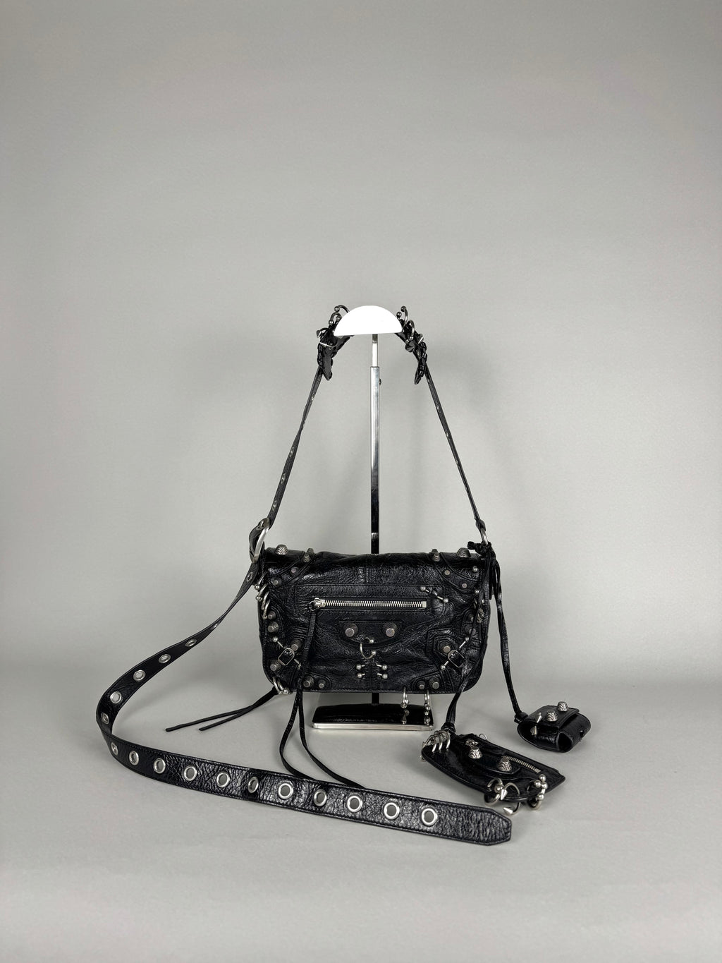 Balenciaga Agneau Arena XS Piercing Le Cagole Flap Bag Leather Black