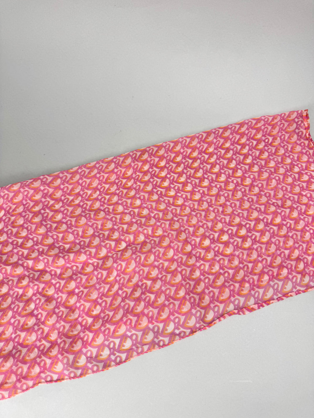 Christian Dior Vintage Pink Oblique Monogram Chiffon Silk Scarf