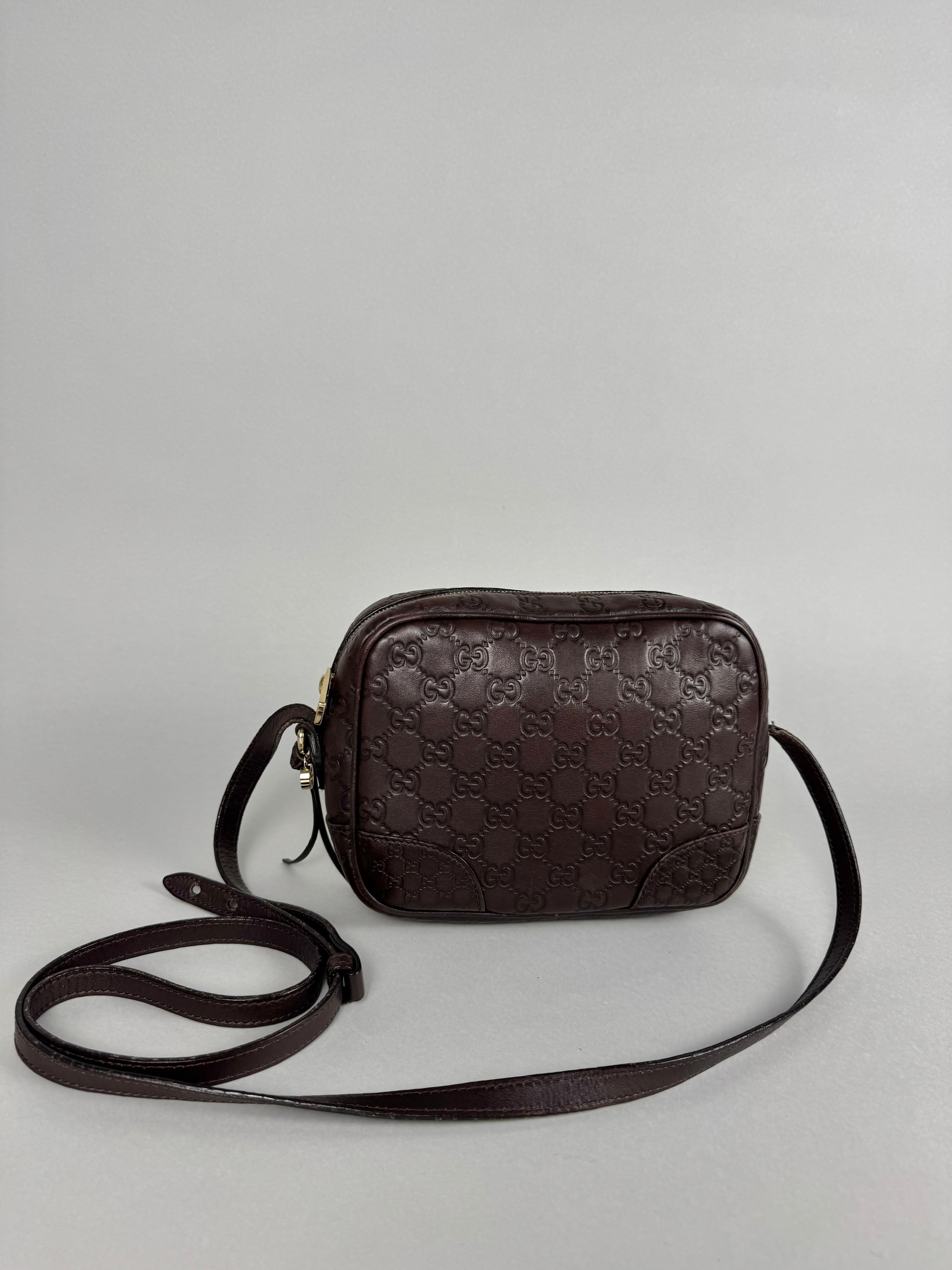 Gucci Monogram Bree Disco Brown Leather Crossbody