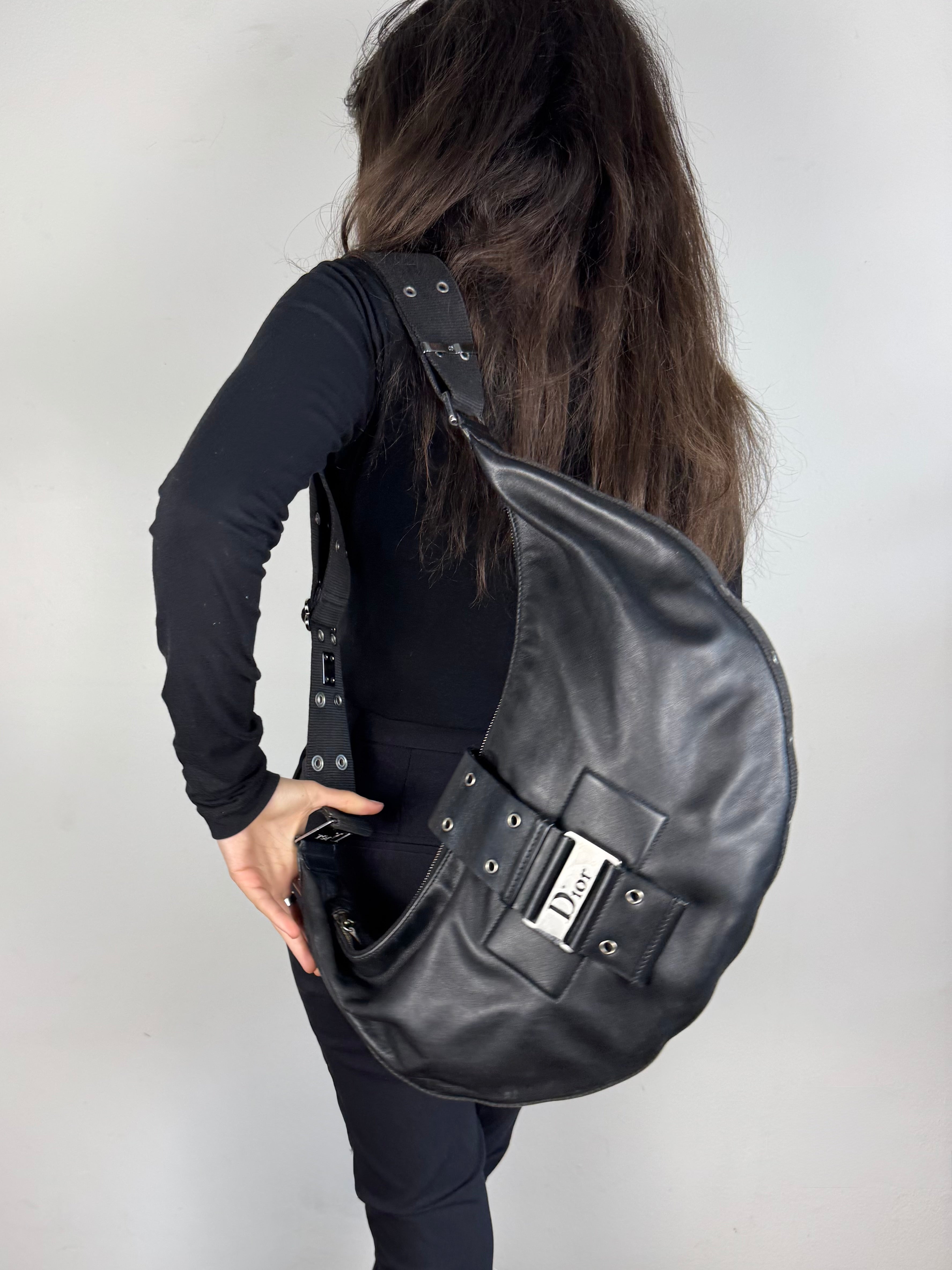 Christian Dior Street Chic Half Moon Leather Black