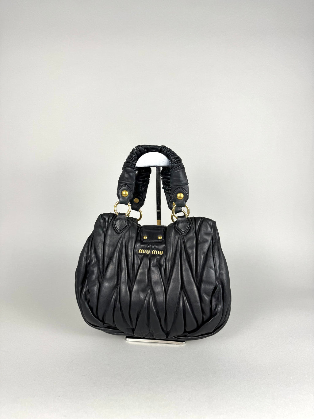Miu Miu Coffer Matelasse Lambskin Leather Black