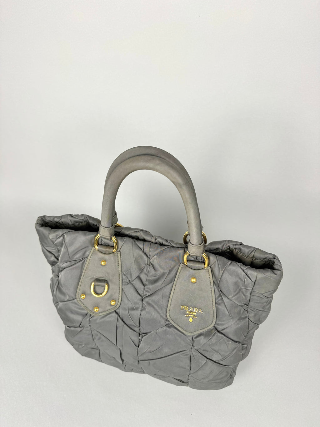 Prada Tessuto Chevron Nylon Tote Grey