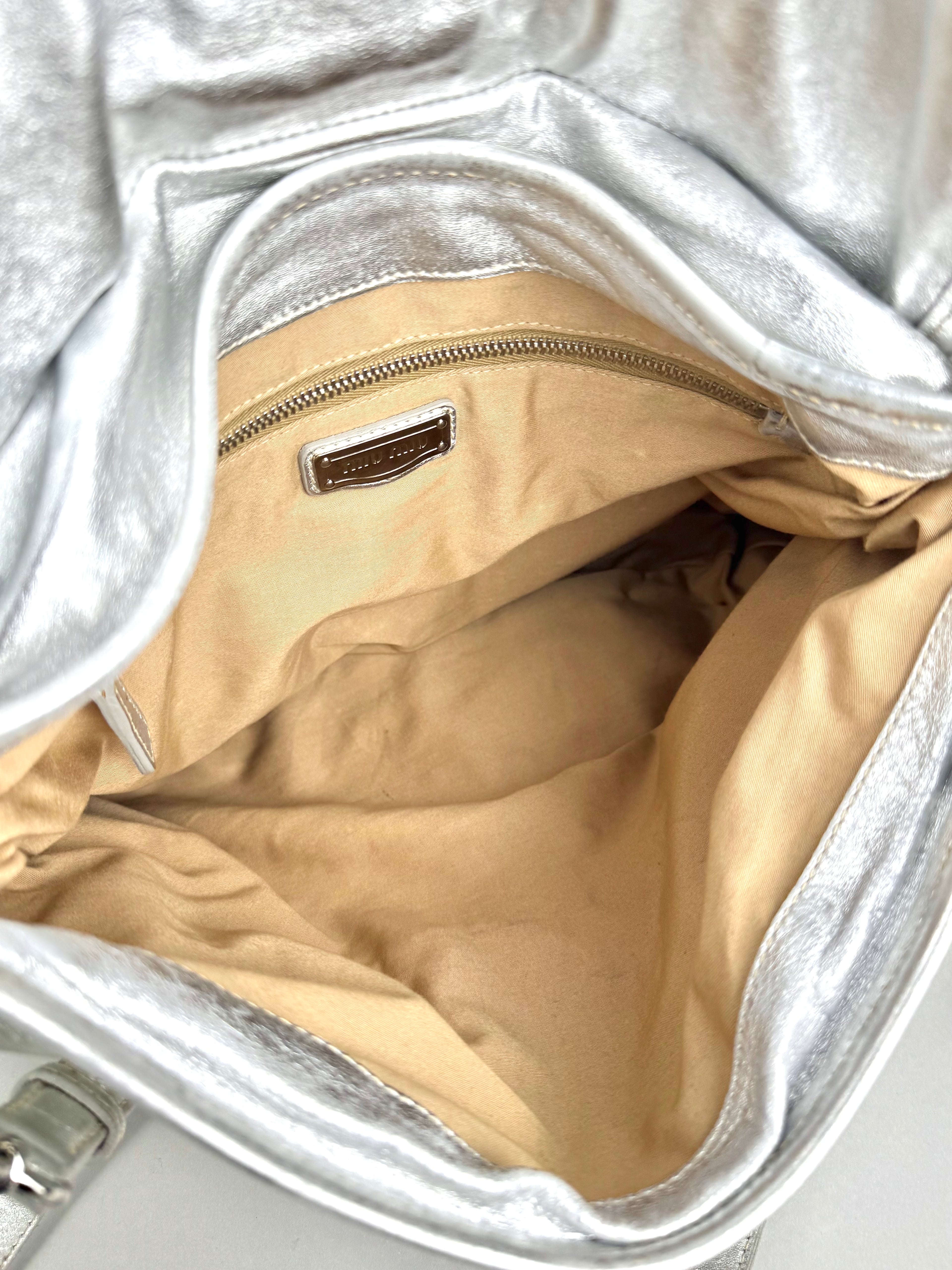 Miu Miu Silver Leather Harlequin Patchwork Coffer Matelass Hobo