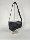Christian Dior Vintage Double Baudrier Saddle Bag in Black Leather