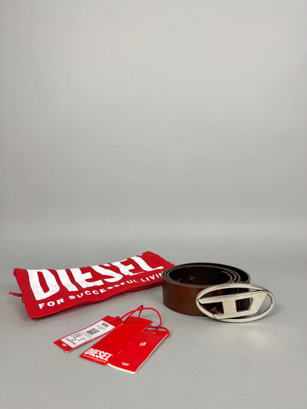 Diesel D Buckle Brown Leather Belt