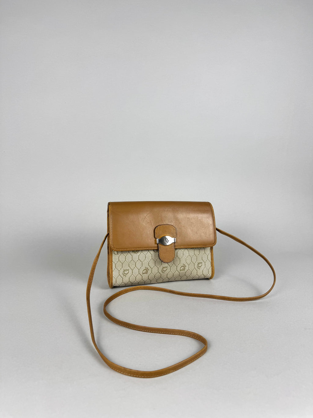 Christian Dior 20th Century Honeycomb Leather and Canvas