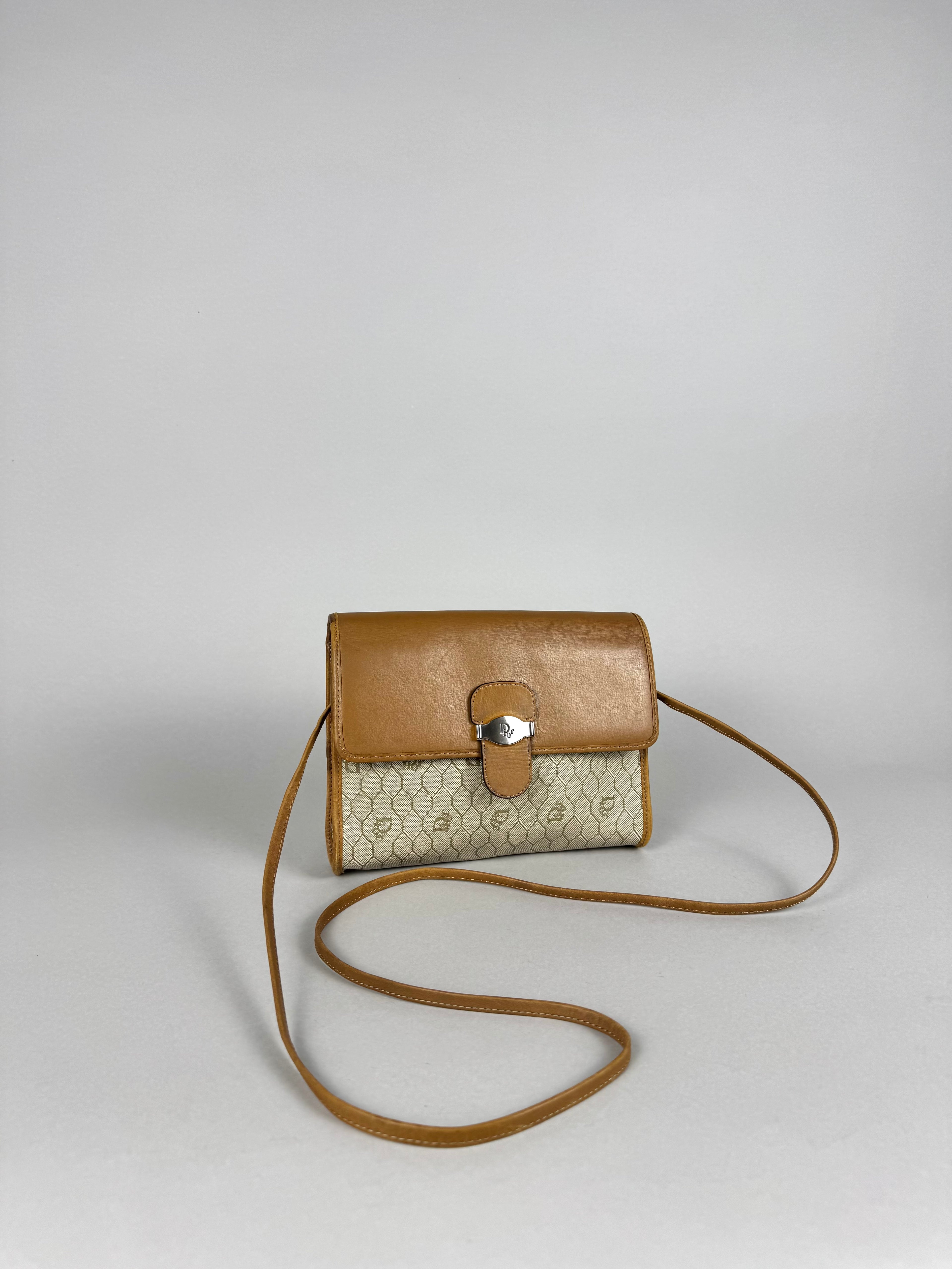Christian Dior 20th Century Honeycomb Leather and Canvas