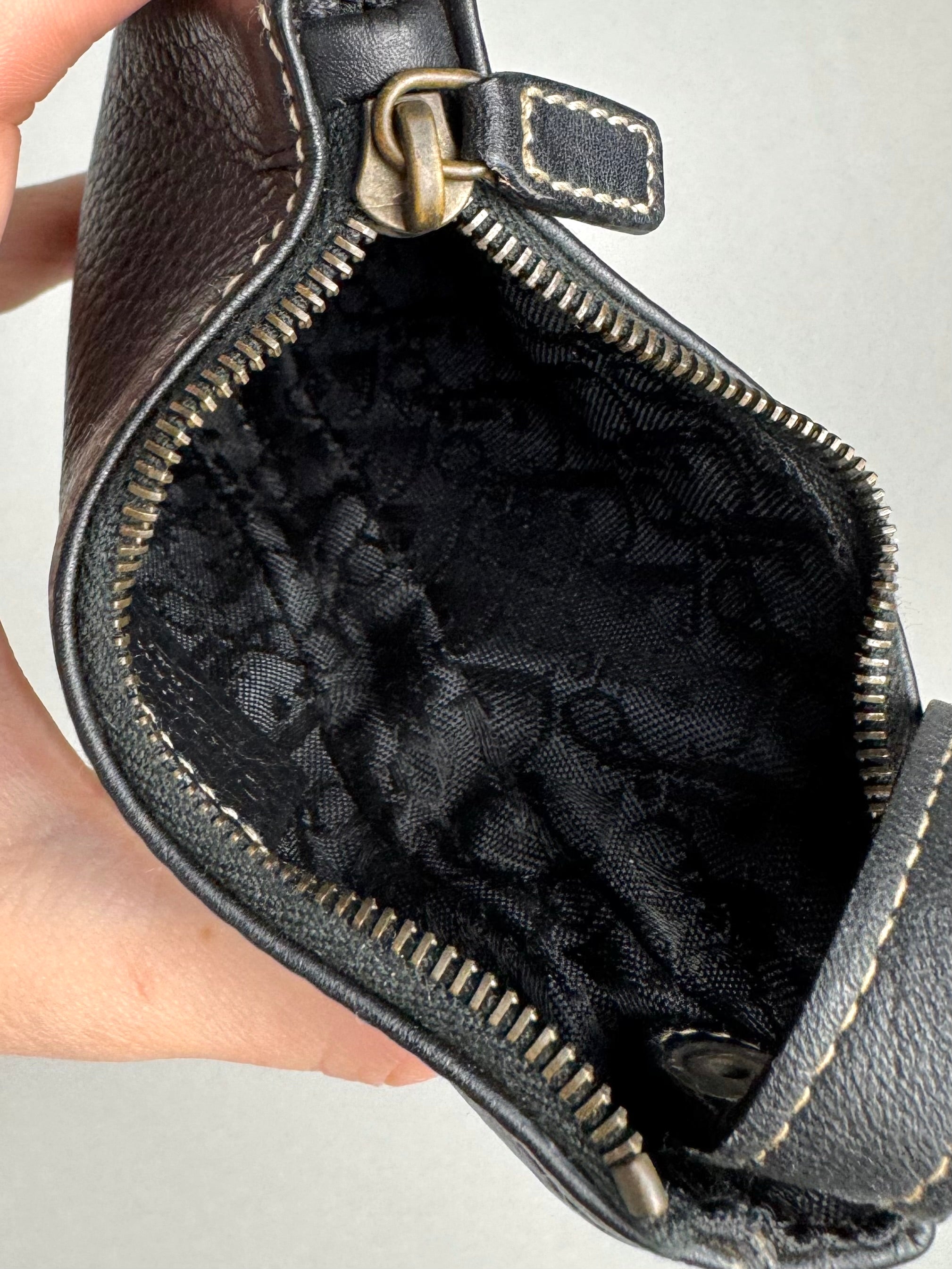 Christian Dior Saddle Wallet Card D Charm Black Leather