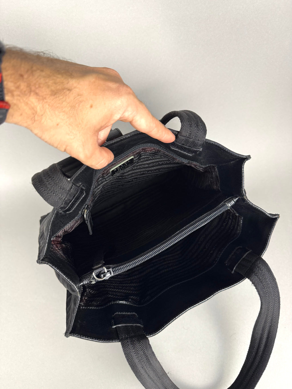 Prada Tessuto Buckle Nylon Black Tote