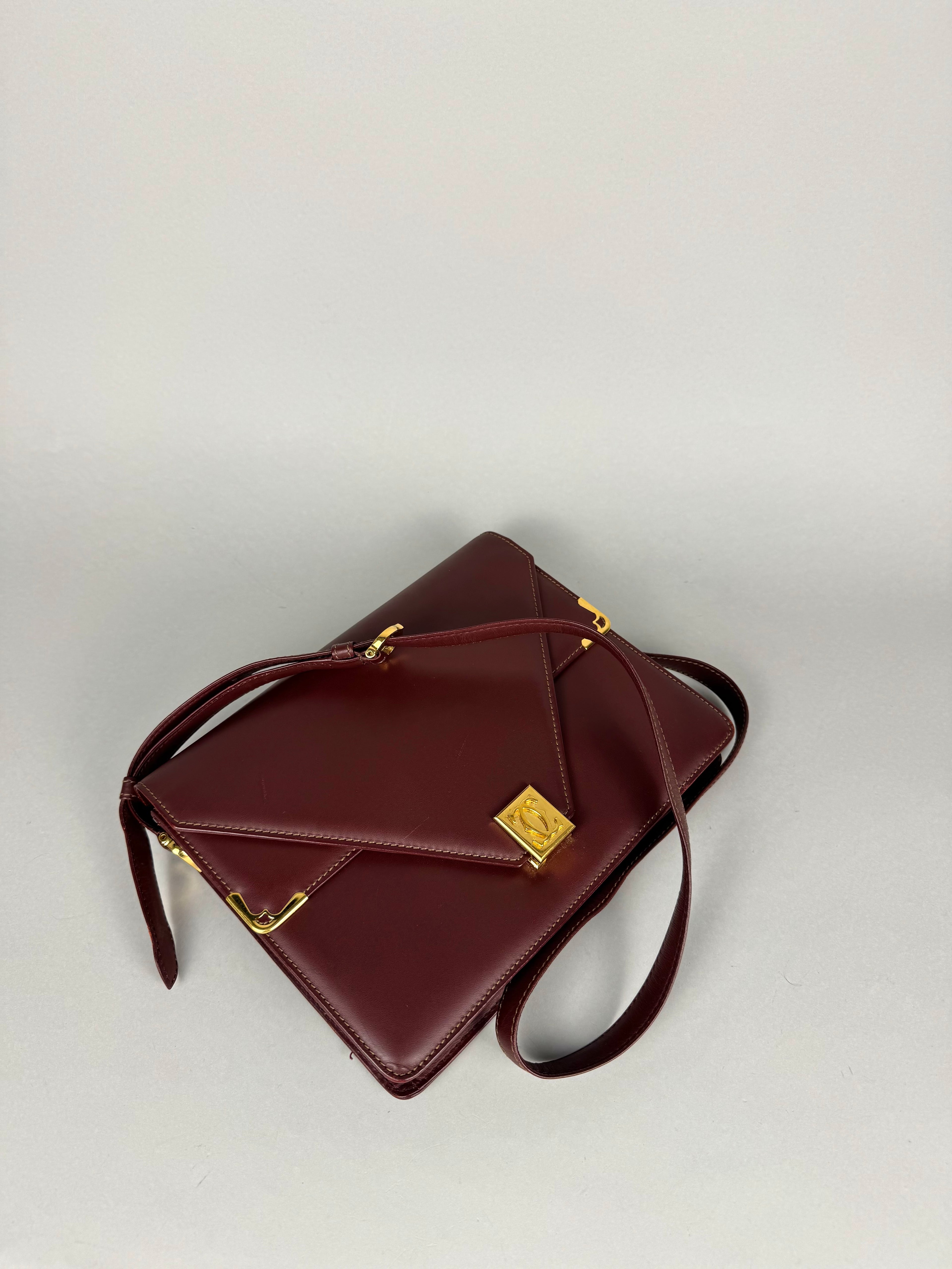 Cartier Classic Calfskin Leather Burgundy Envelope Double Flap