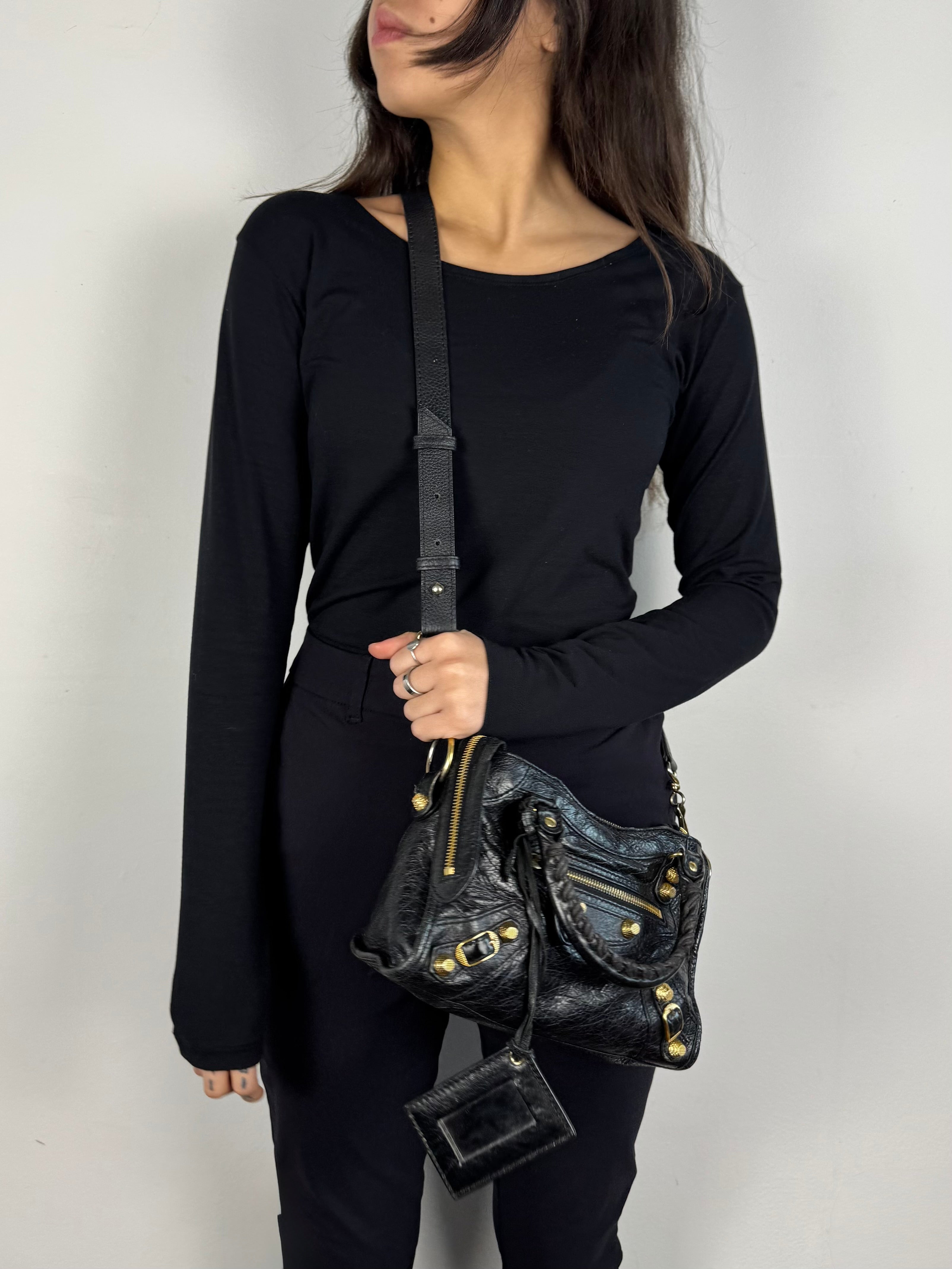Balenciaga Agneau Mini City Black Leather