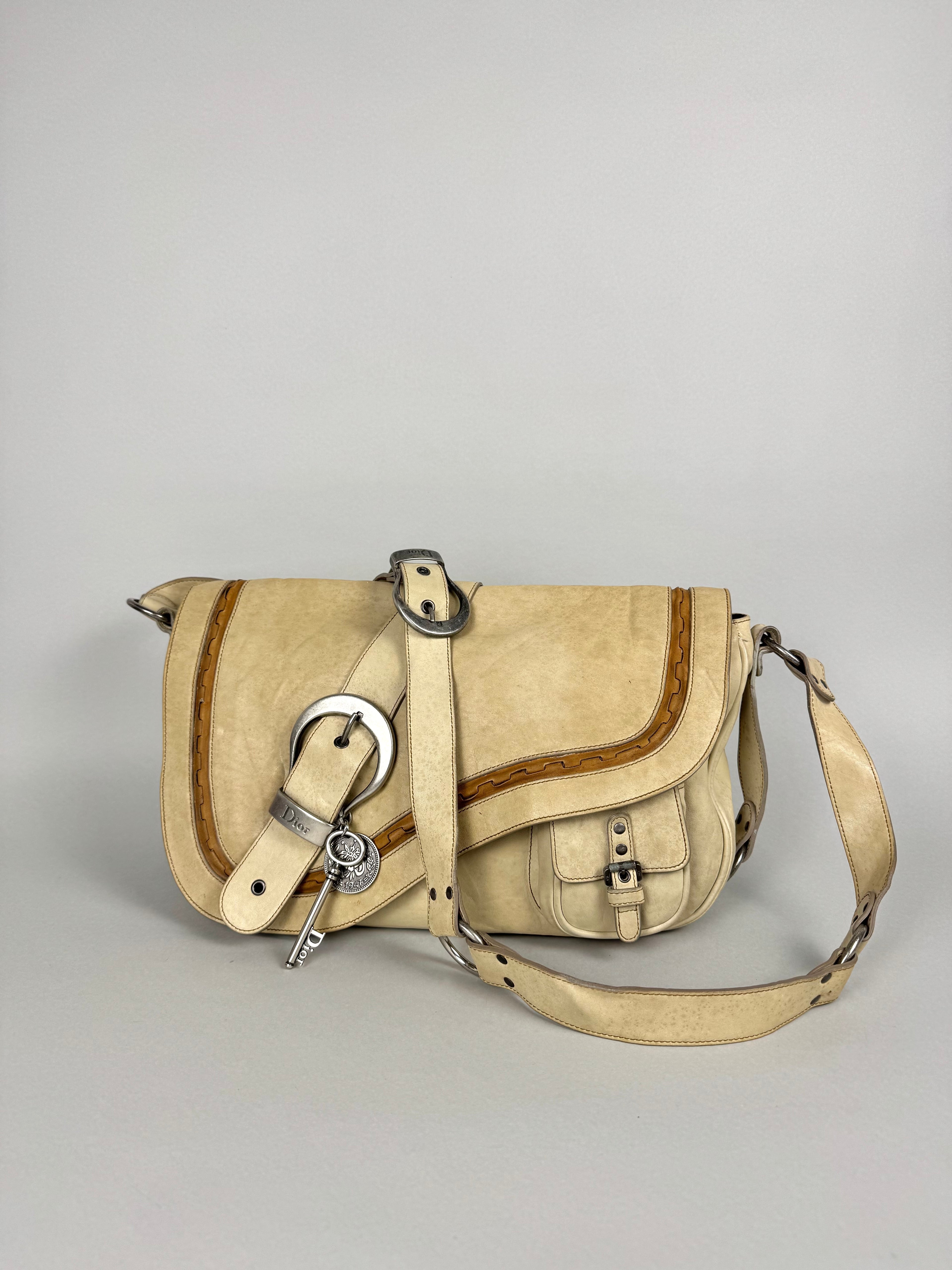 Christian Dior Gaucho Leather Off White Crossbody