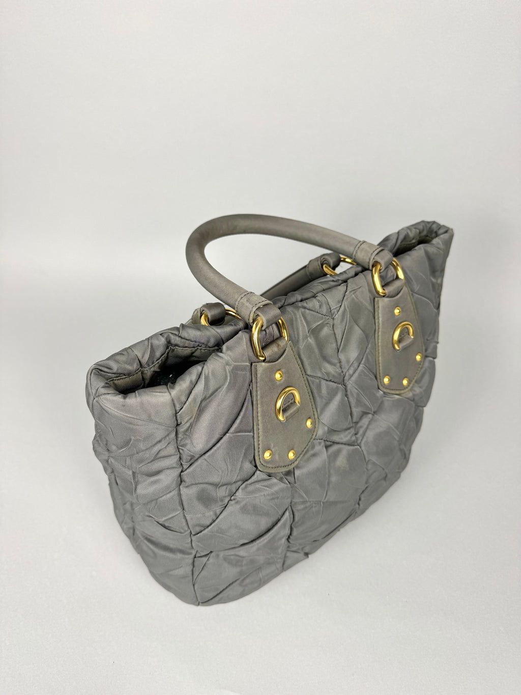 Prada Tessuto Chevron Nylon Tote Grey