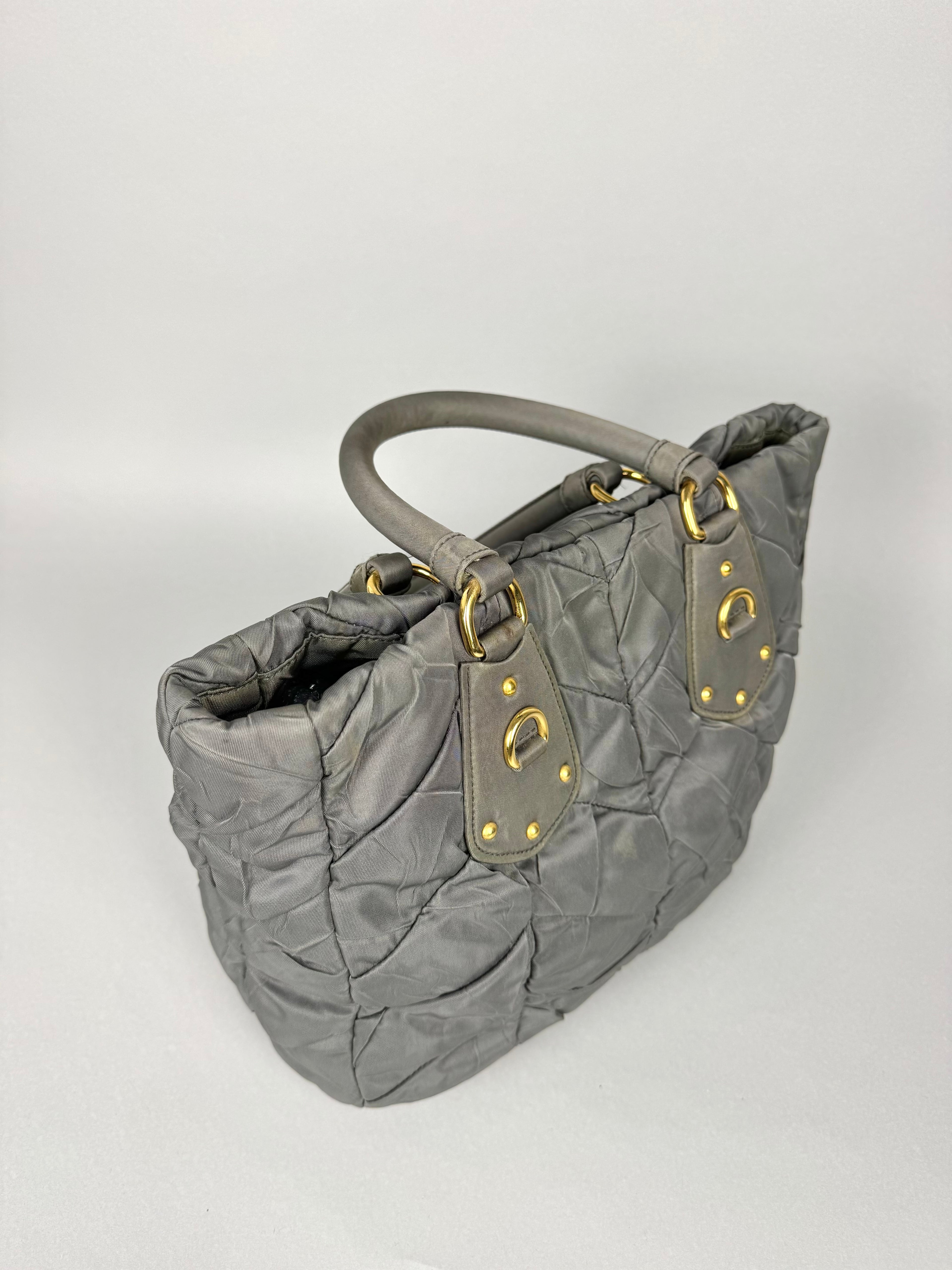 Prada Tessuto Chevron Nylon Tote Grey