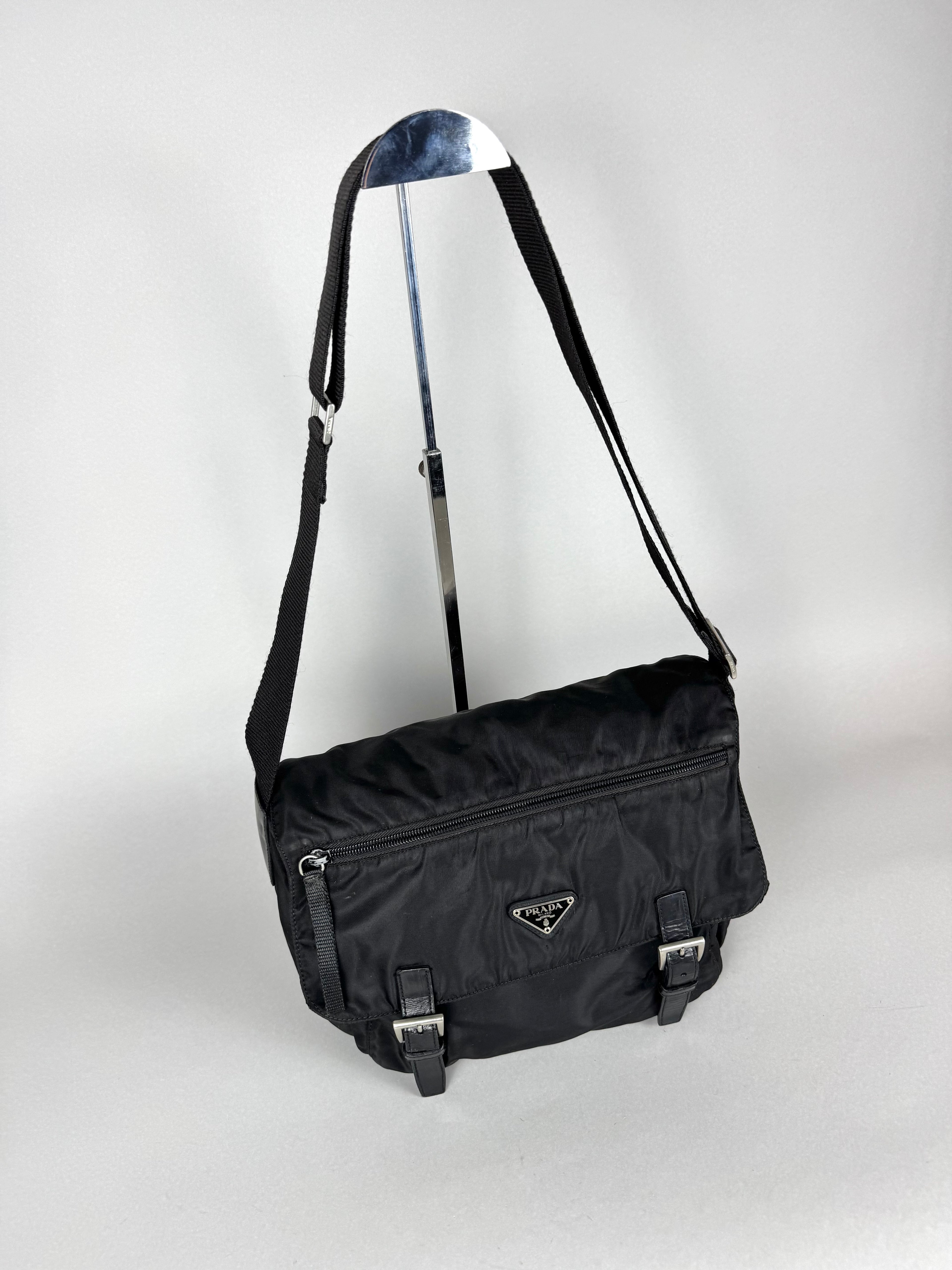 Prada Black Nylon Messenger Bag