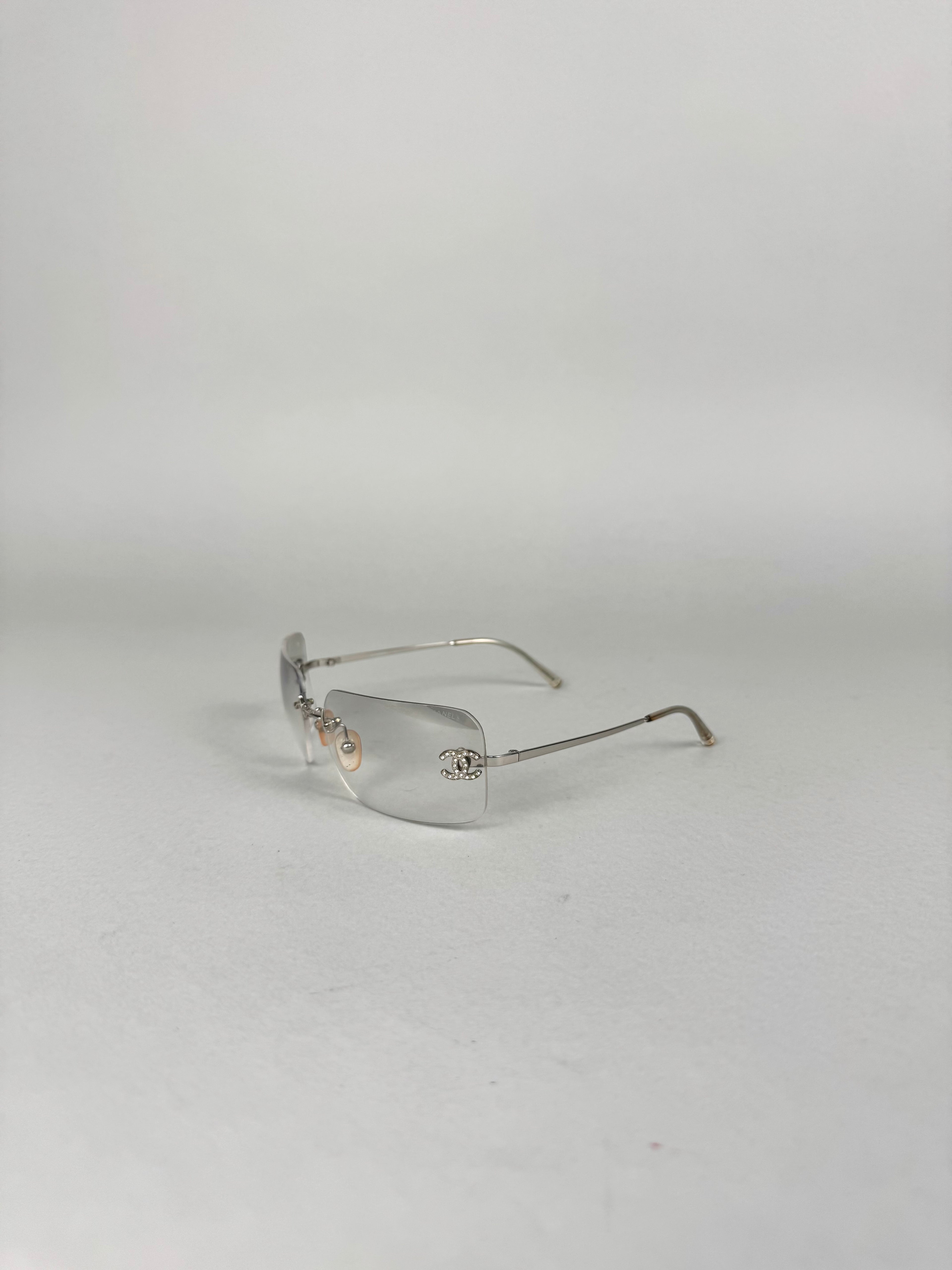 Chanel Crystal Logo Transparent Sunglasses