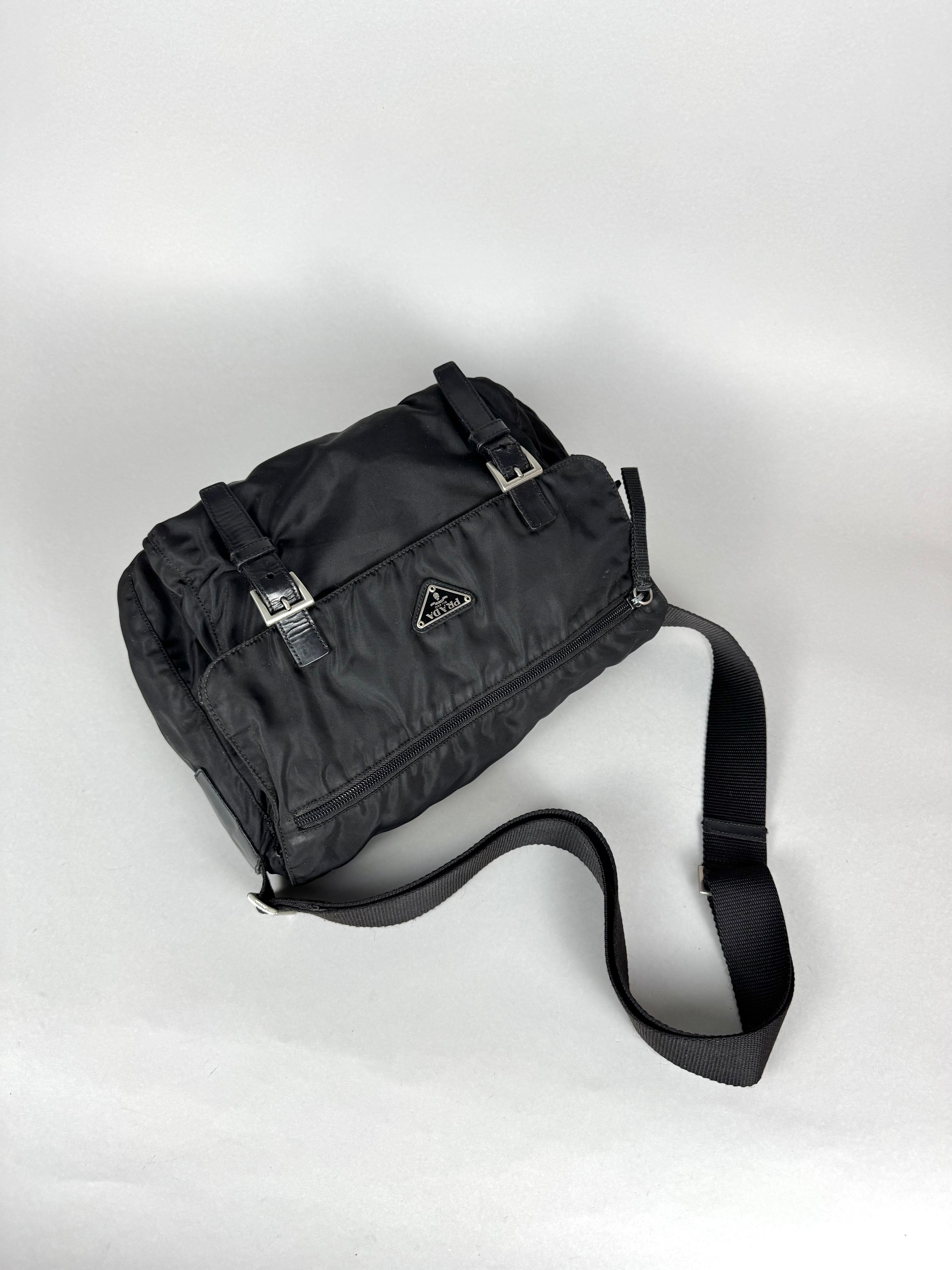 Prada Black Nylon Messenger Bag