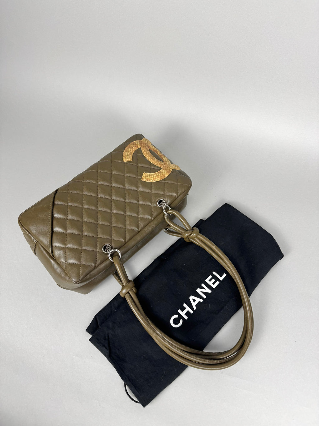 Chanel Ligne Cambon Leather Bowler Bag in Python