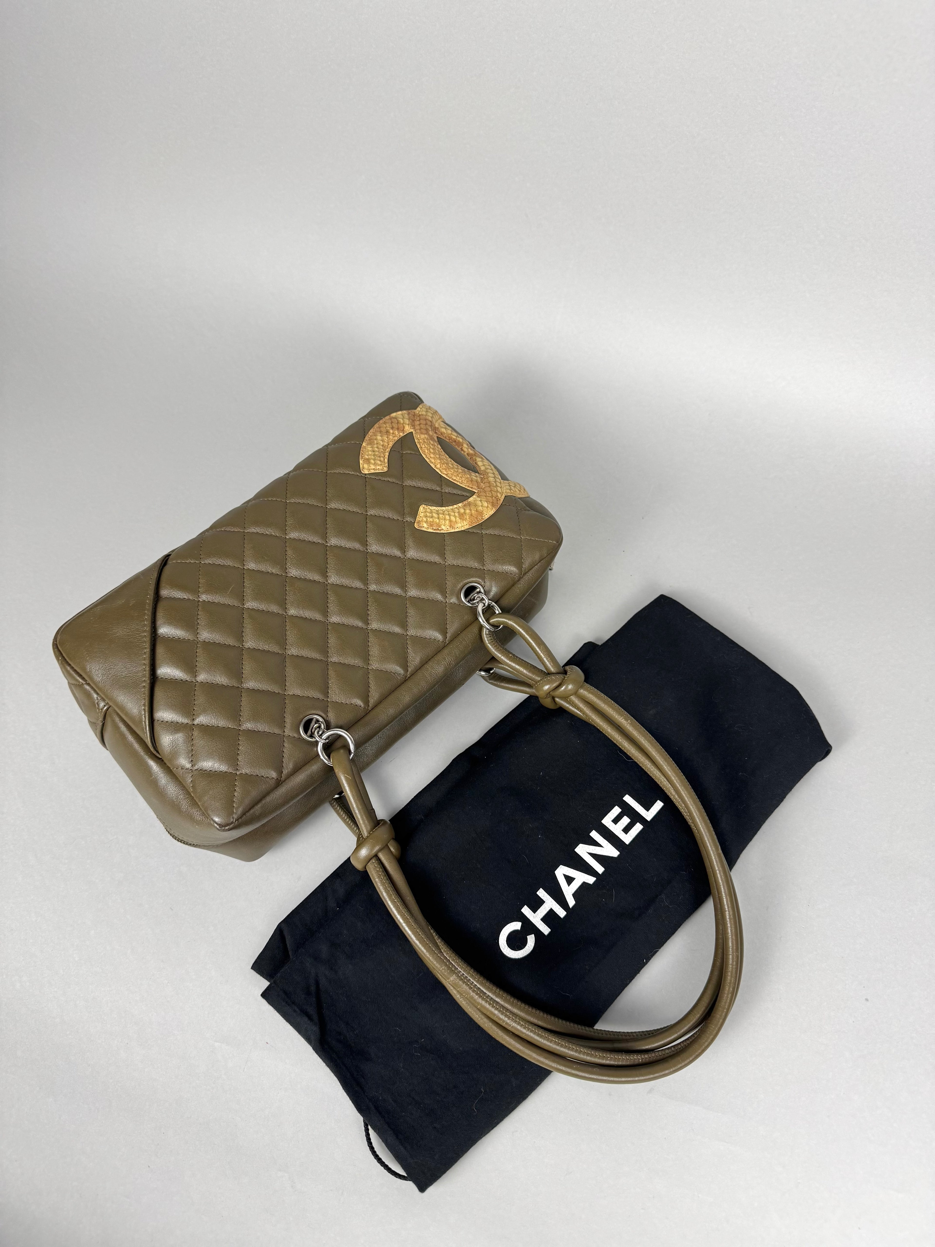 Chanel Ligne Cambon Leather Bowler Bag in Python