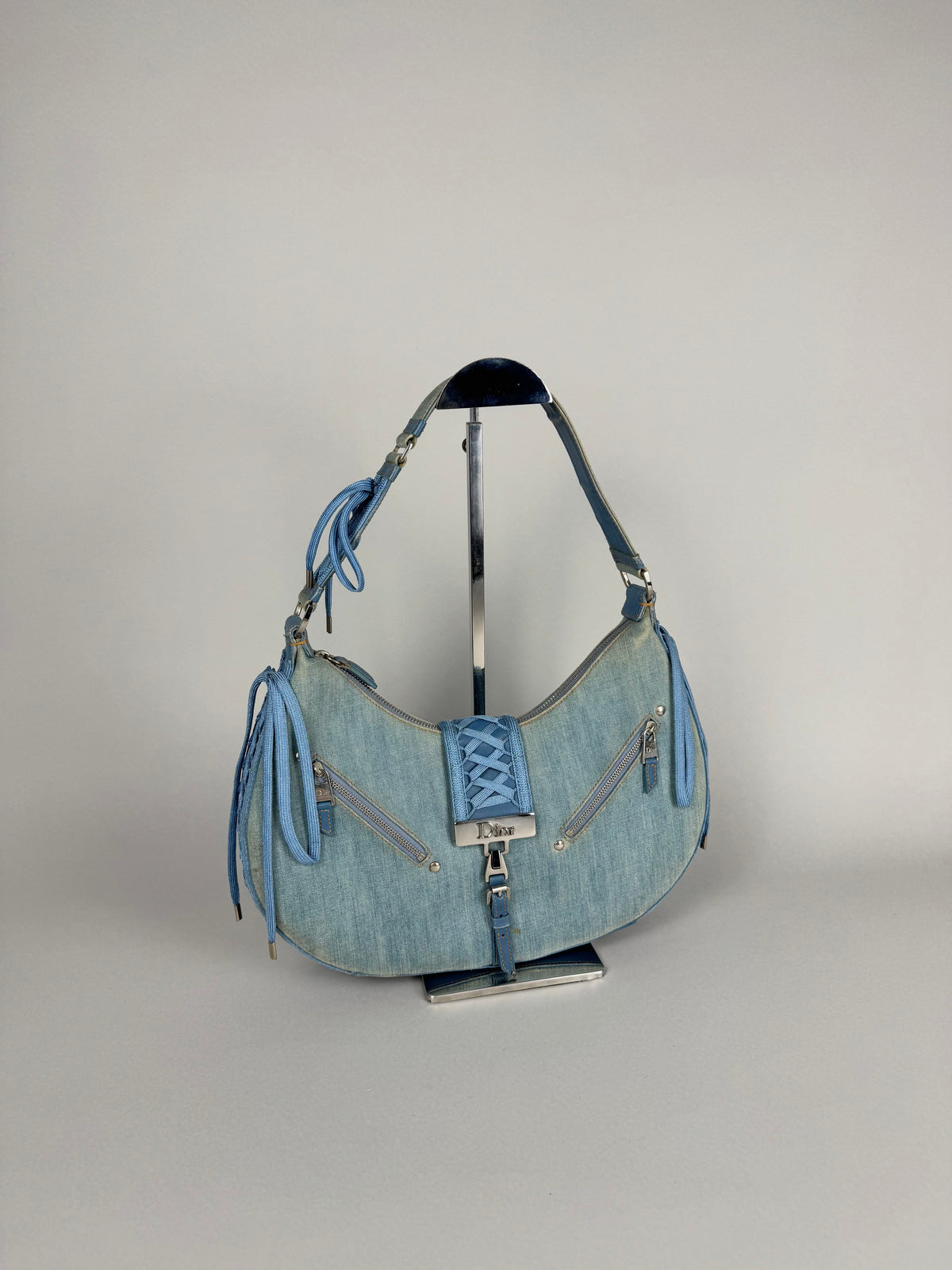 Christian Dior Denim Admit It Lace Up Corset Blue