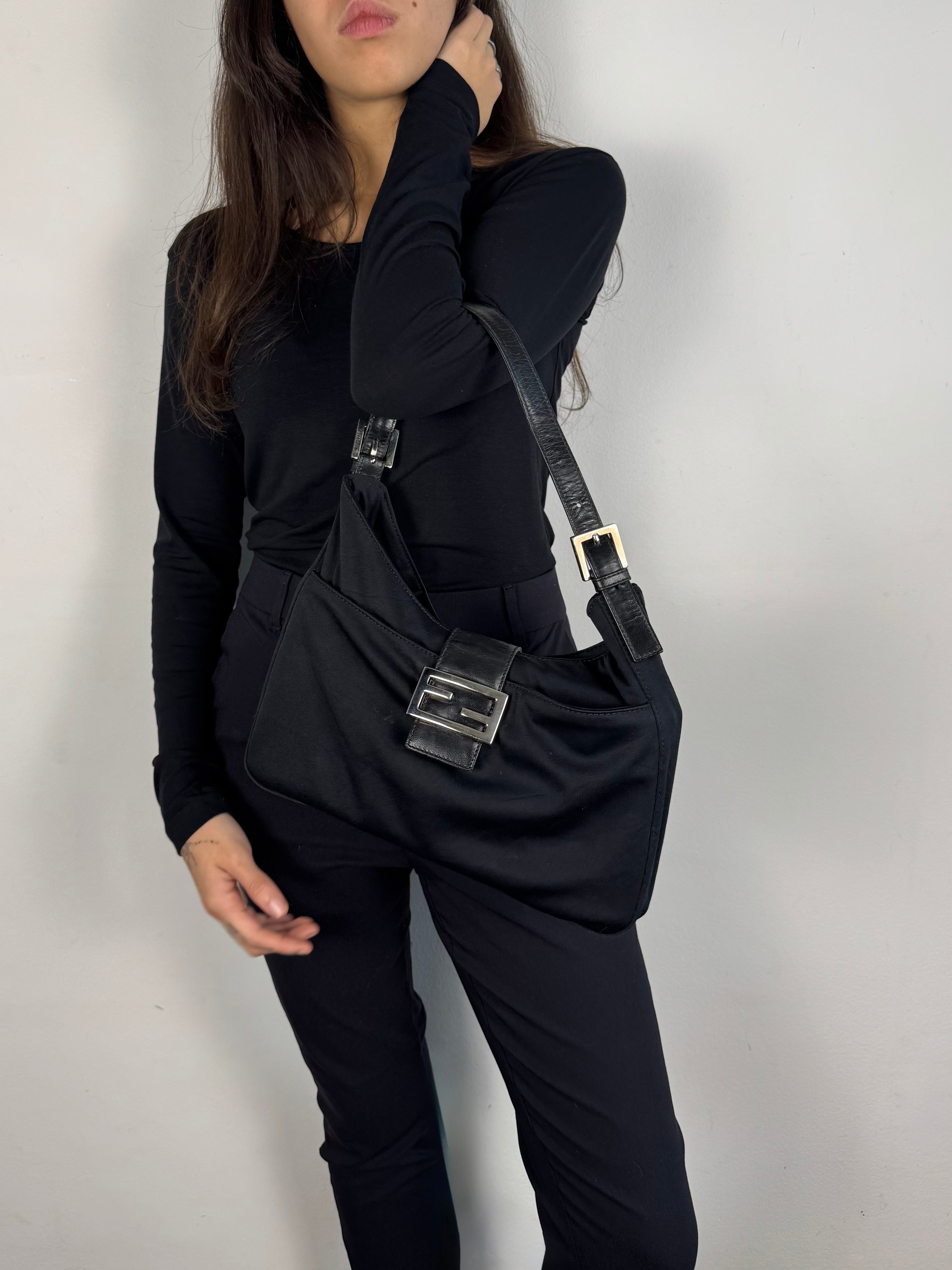 Fendi Fabric Forever Baguette Black Nylon
