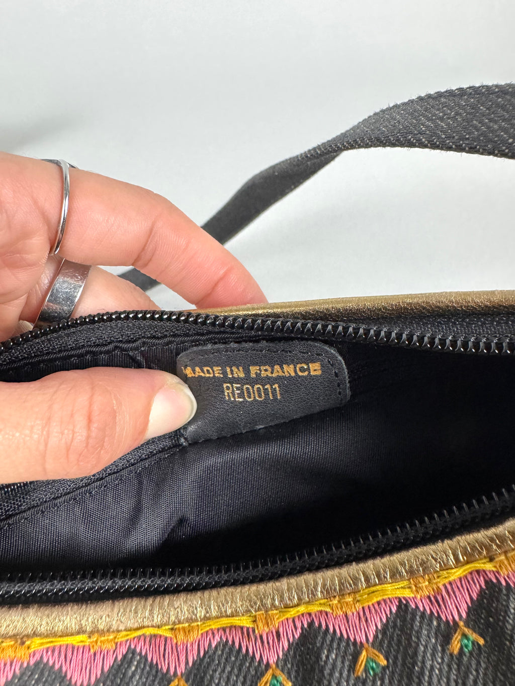 Christian Dior Embroidered Montaigne Cadillac 1947 Denim Bag