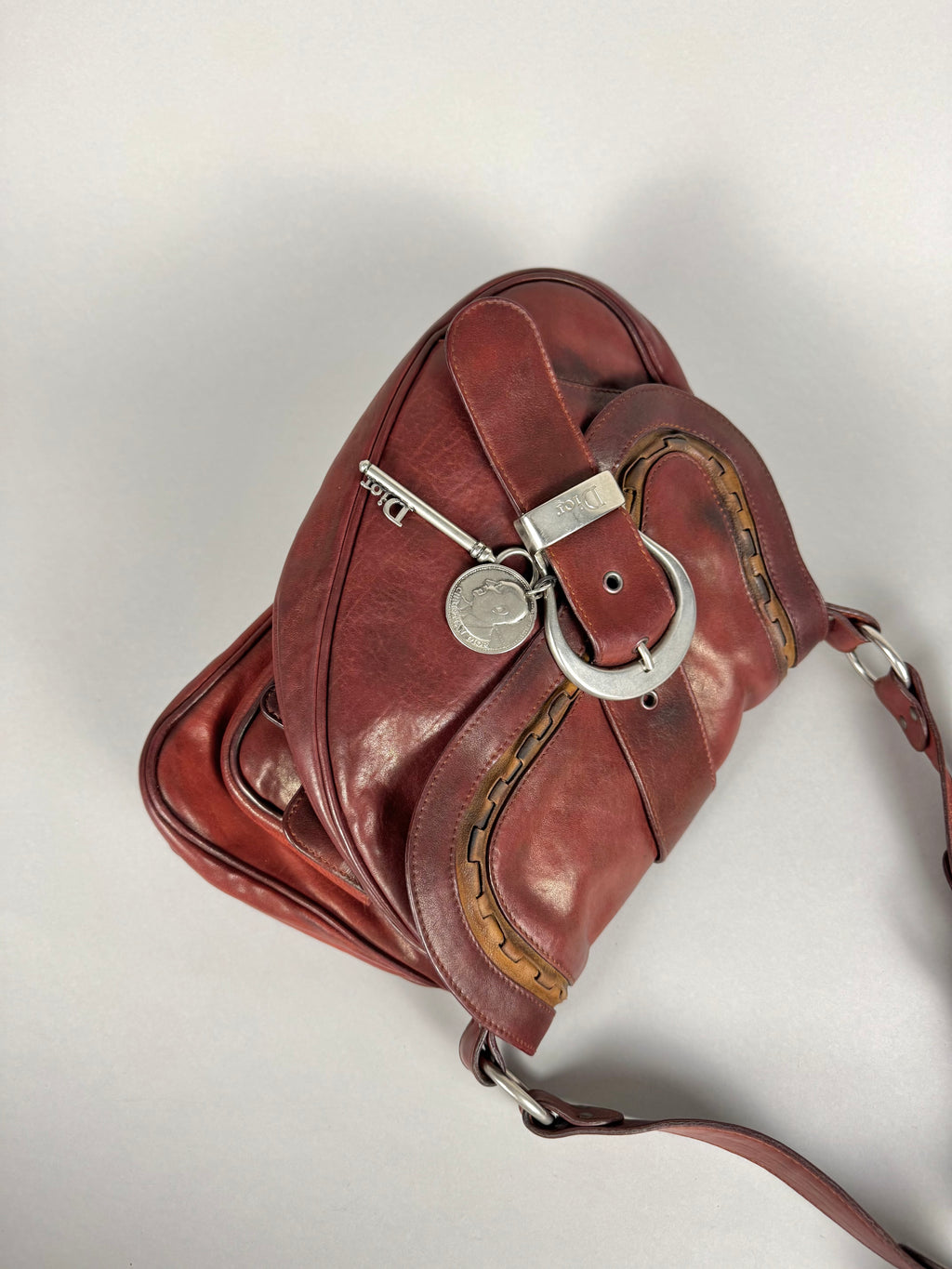 Christian Dior Gaucho Double Red Leather